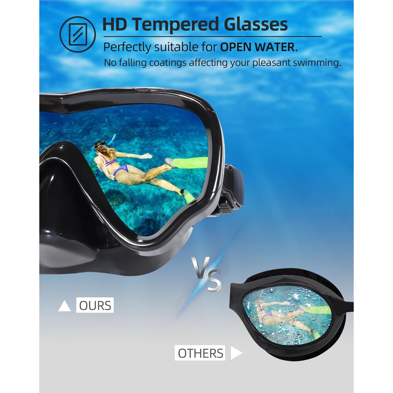 Gafas de Natación EverSport Adultos con Cubierta Nasal - Vista Amplia