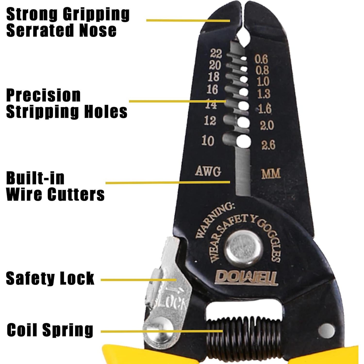DOWELL Herramienta Desforradora y Cortadora de Alambre 10-22 AWG