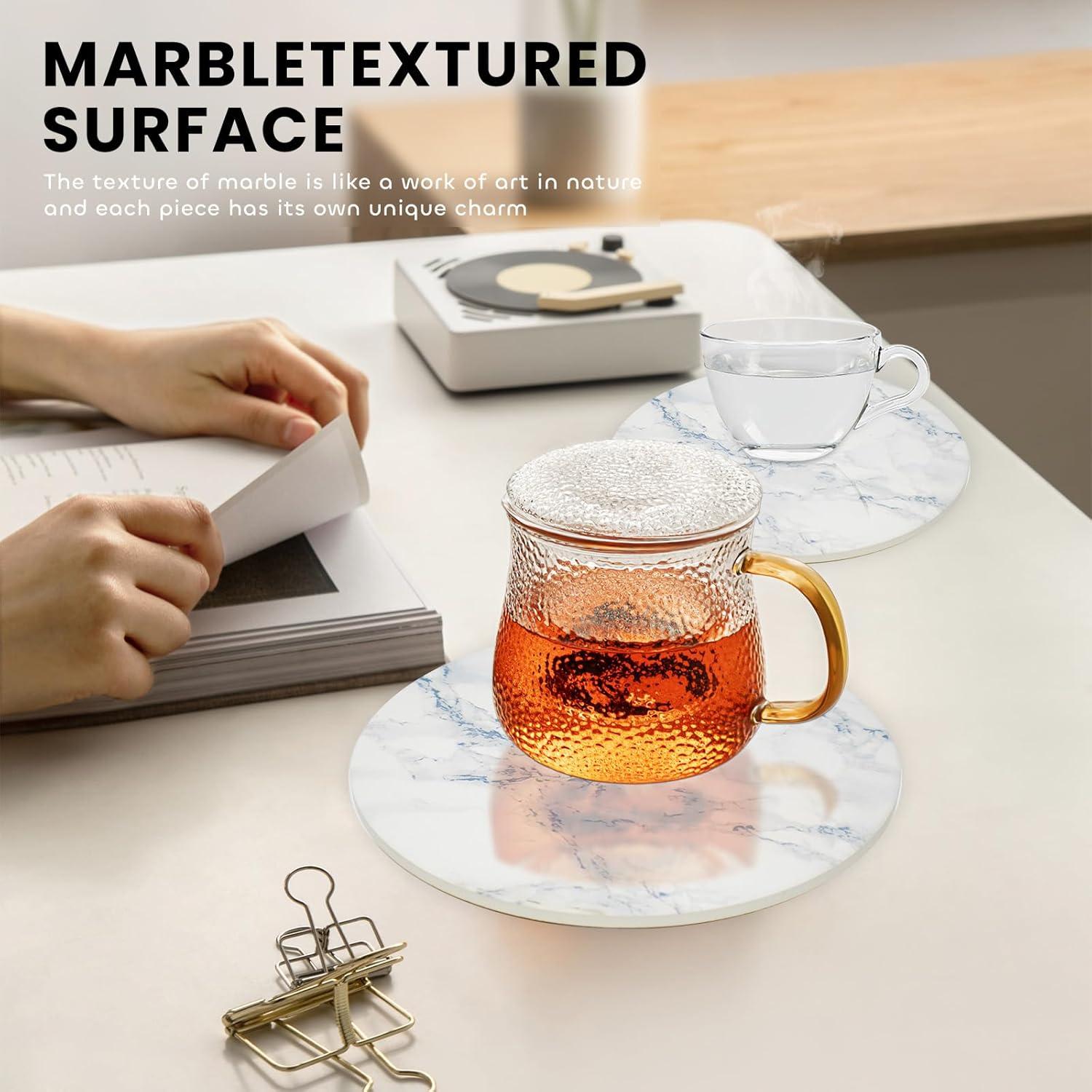 Set de 3 Trivetes de Cerámica WDZZHOT 20 cm Mármol Azul