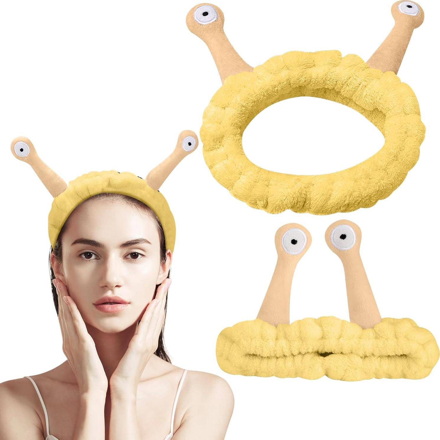 Diadema Elástica Jowmoy Caracol Amarillo para Maquillaje