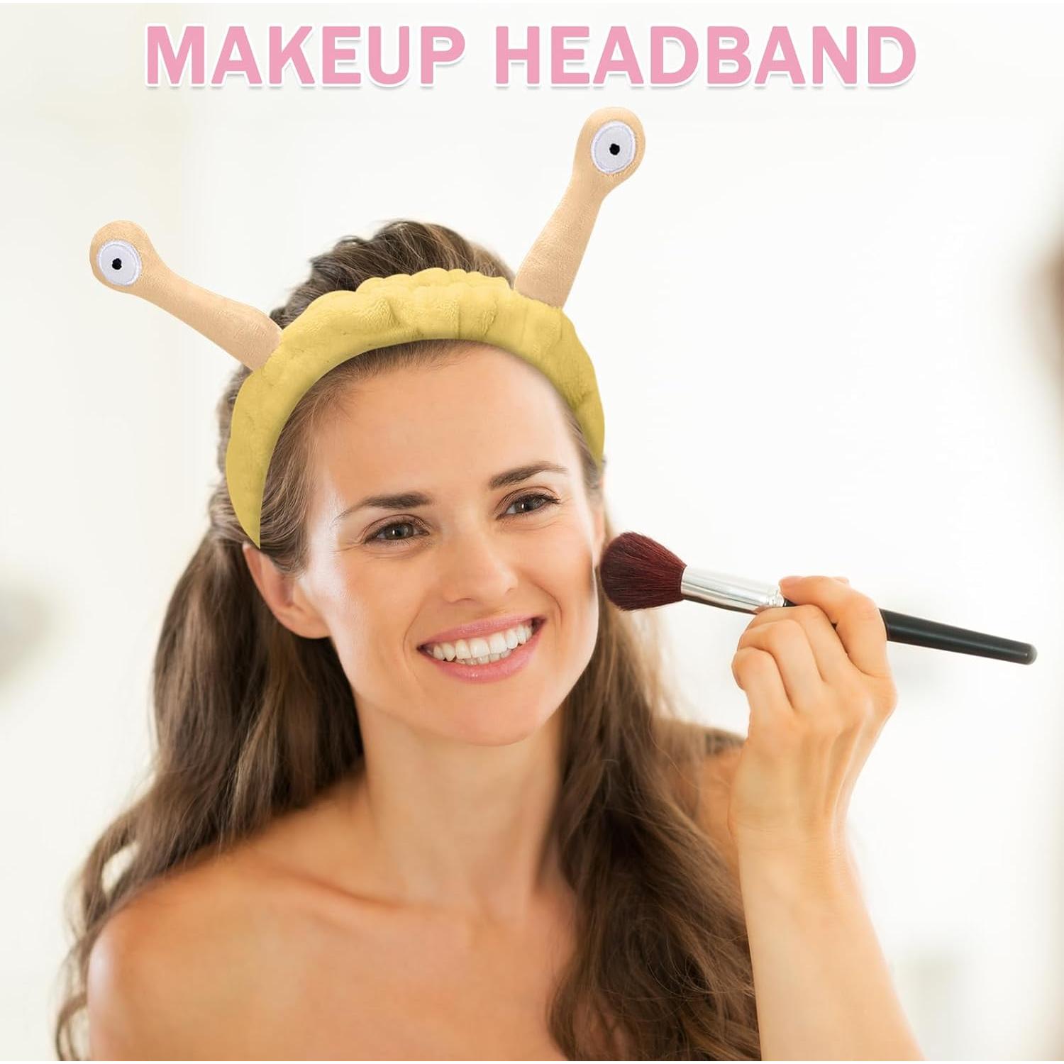 Diadema Elástica Jowmoy Caracol Amarillo para Maquillaje