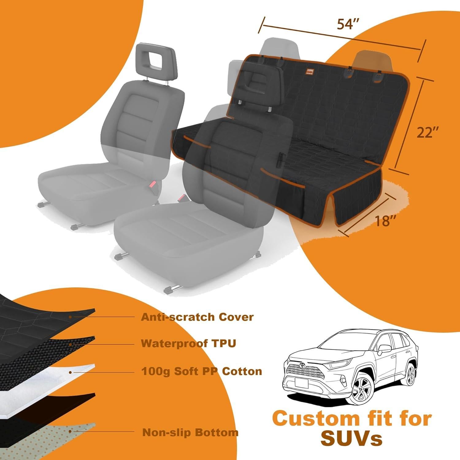 Funda para Asiento de Perro Reliadura SUV Trasero Impermeable