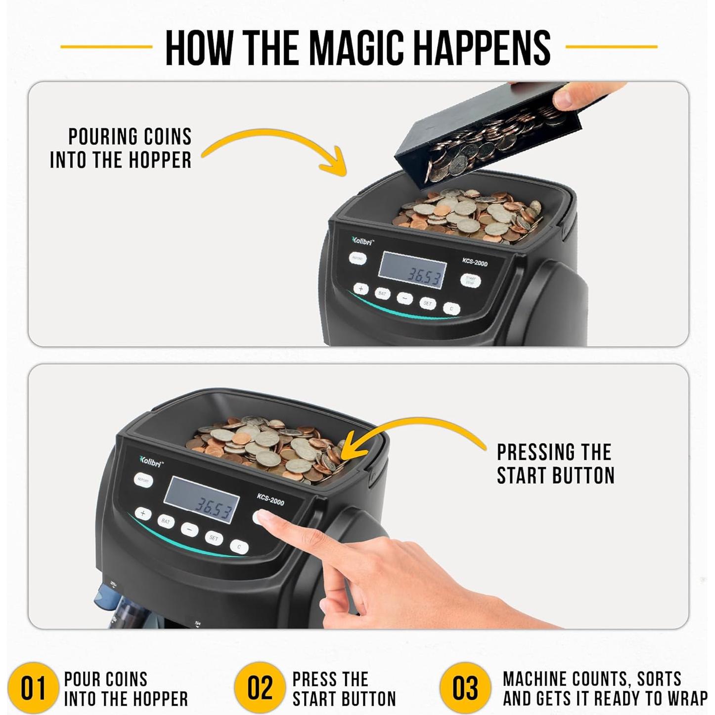 Kolibri KCS-2000 Máquina Contadora de Monedas Profesional