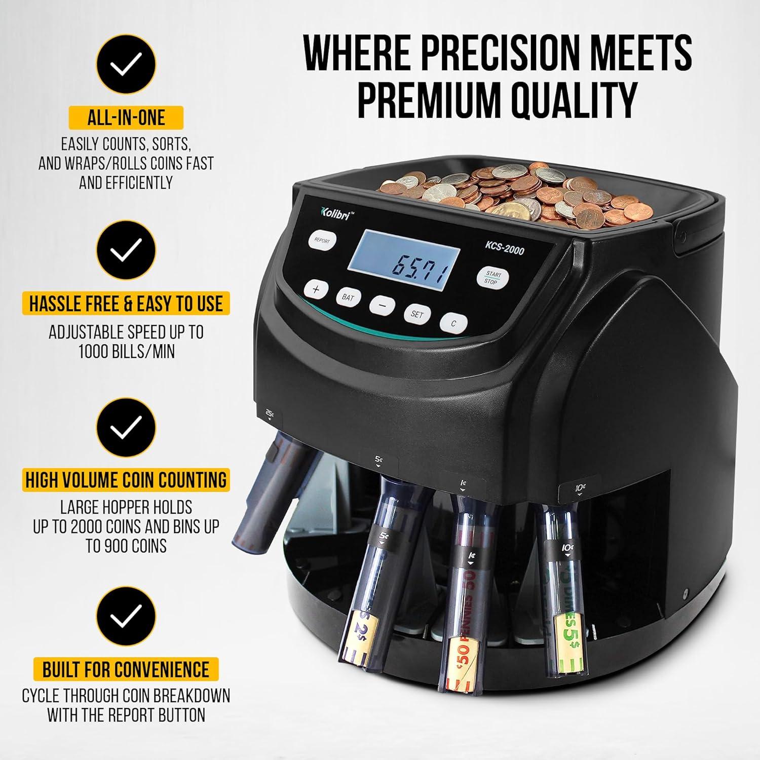 Kolibri KCS-2000 Máquina Contadora de Monedas Profesional