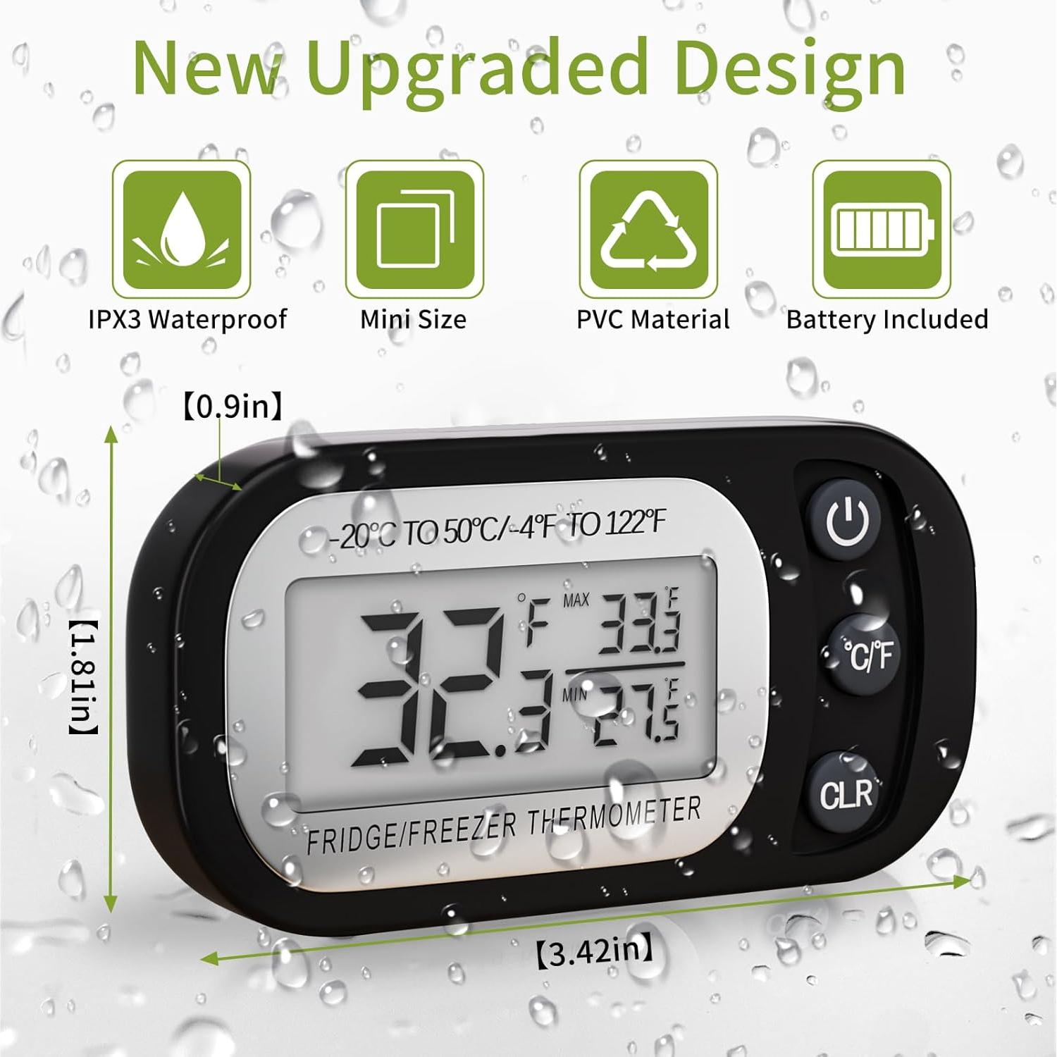 Termómetro Digital Impermeable FAHZON 2 Piezas Negro