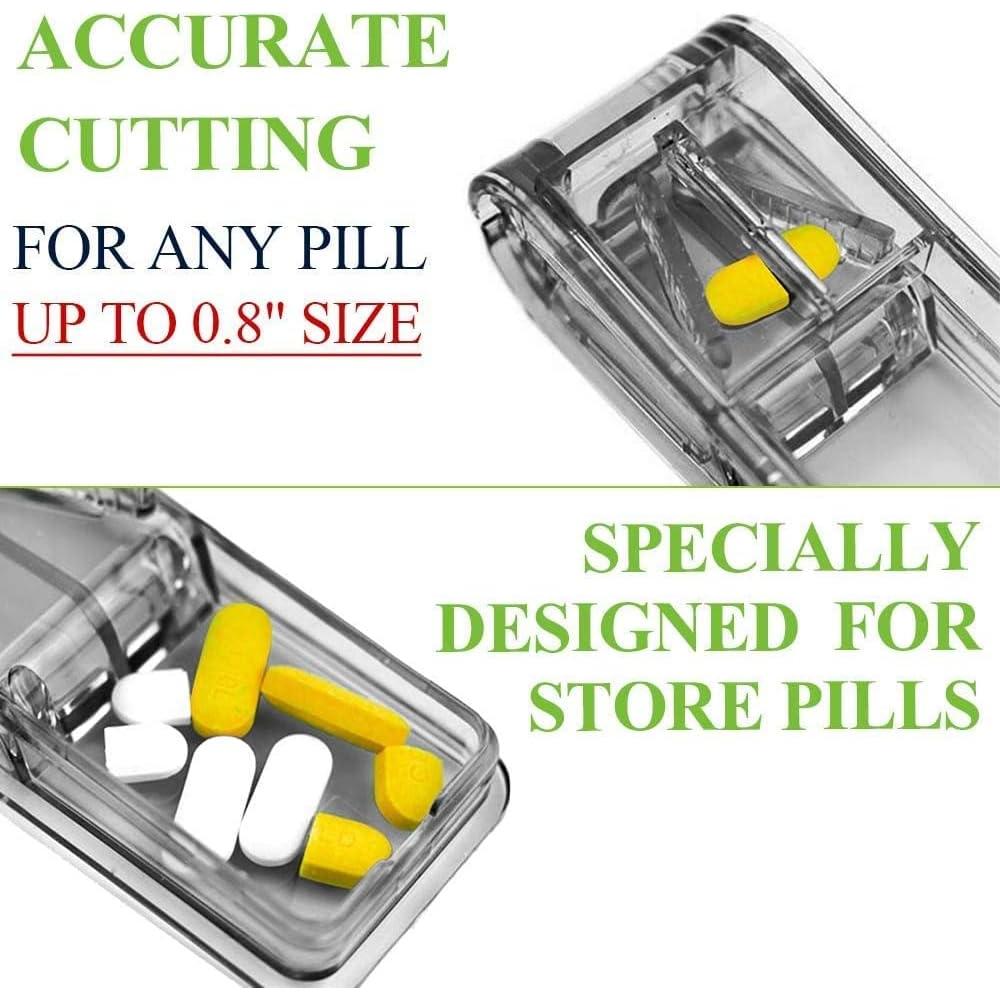 JohnBee 2PCS Pill Cutter for Small or Large Pills - The Best Multiple Pill Splitter Ever - Design in The USA - Doubles as a Tablet Box - Not Suitable for Tiny Pills (Gray)