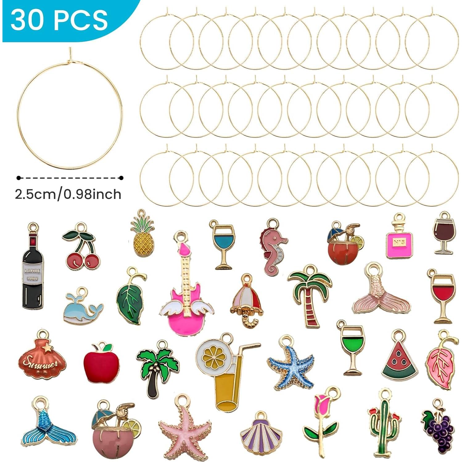 Marcadores de Copas de Vino Temáticos de Playa ESUOHYM - 30 Piezas