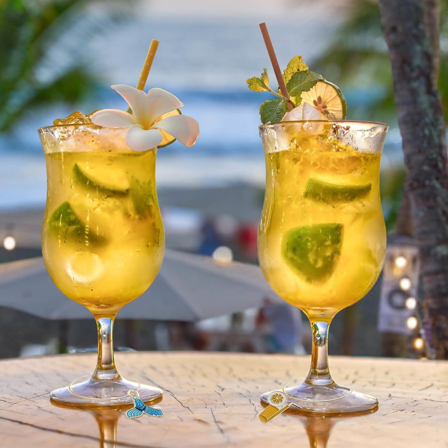 Marcadores de Copas de Vino Temáticos de Playa ESUOHYM - 30 Piezas