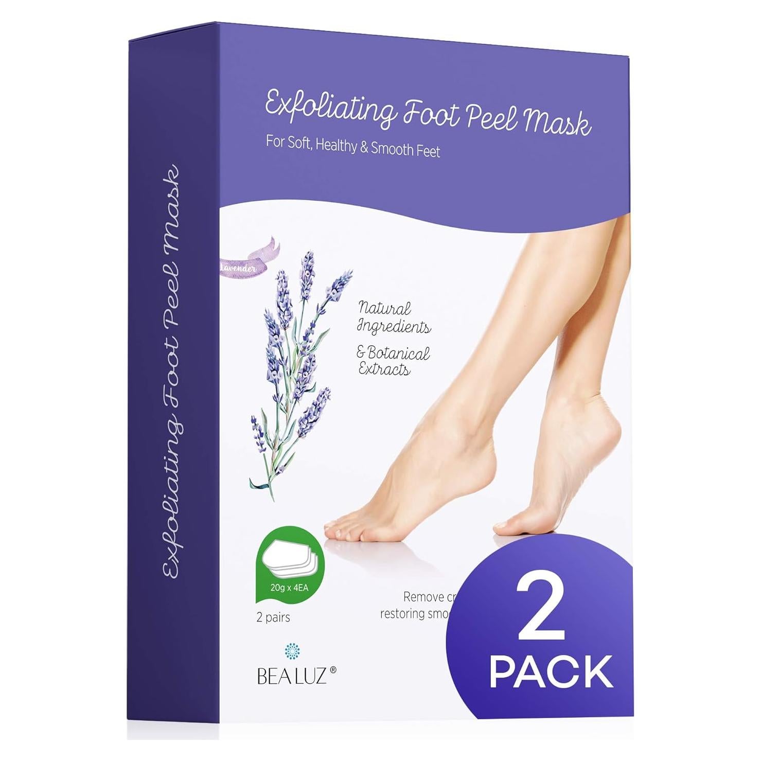 Máscara Exfoliante para Pies BEALUZ - 2 Pares, Suaves en 1-2 Semanas