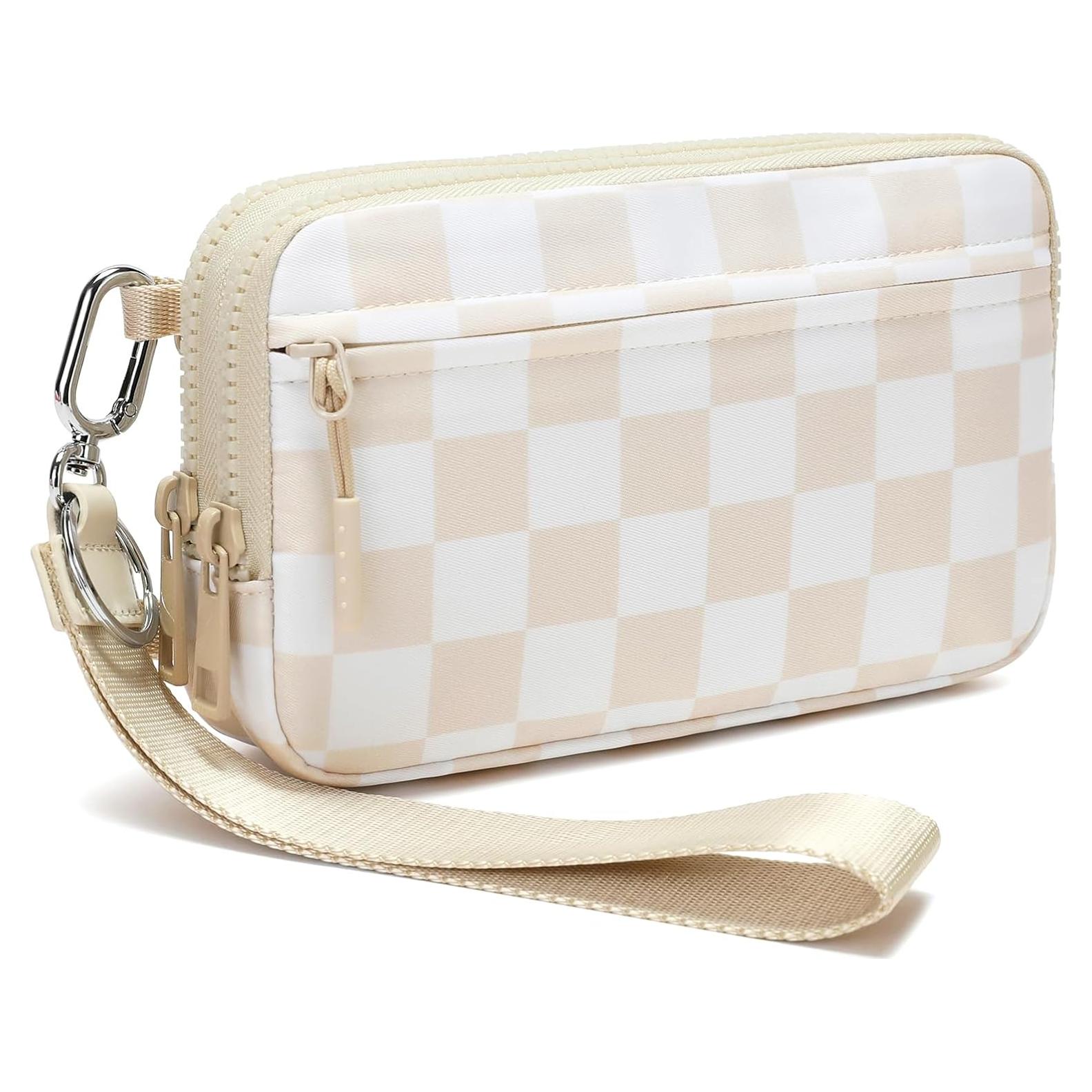 Cartera de muñeca FODOKO para mujer, nailon acolchado, 4 cremalleras