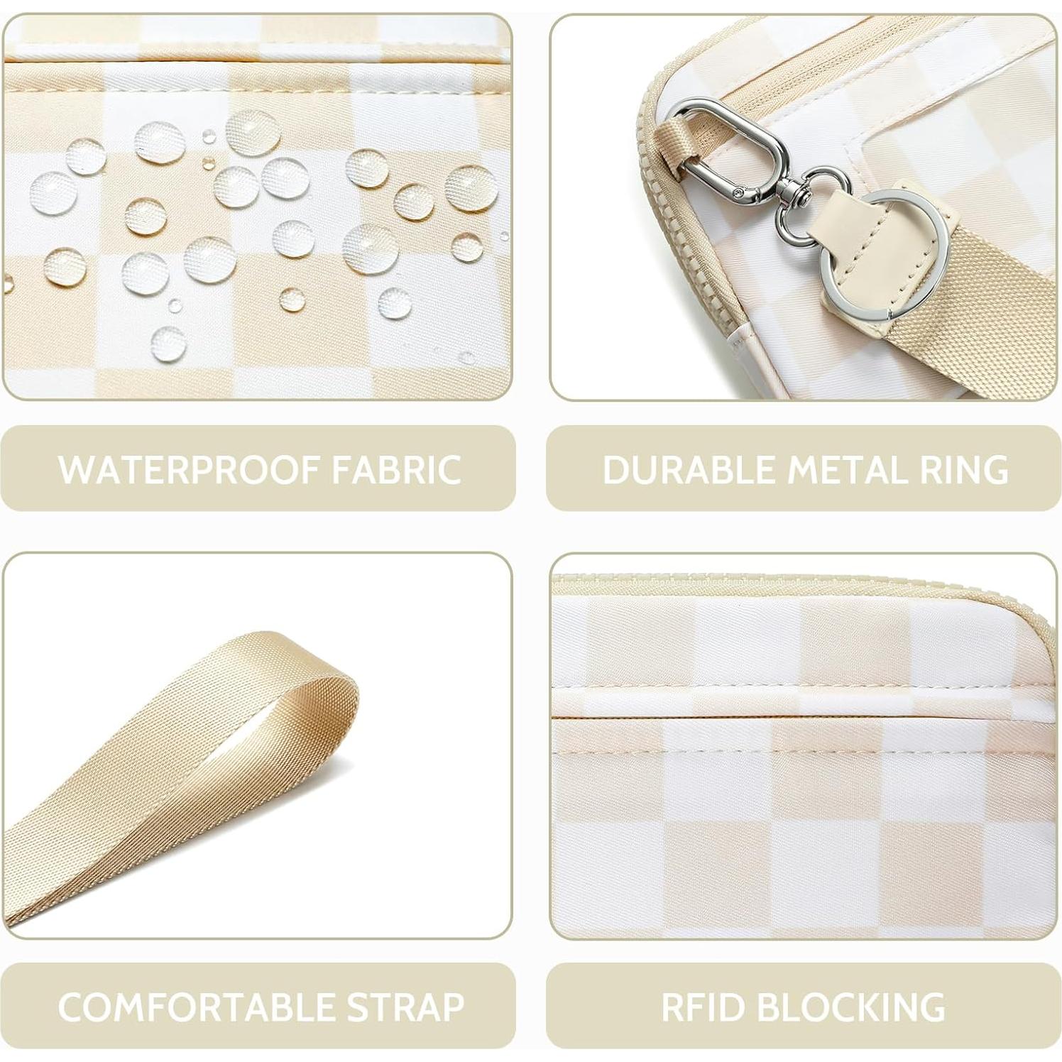 Cartera de muñeca FODOKO para mujer, nailon acolchado, 4 cremalleras