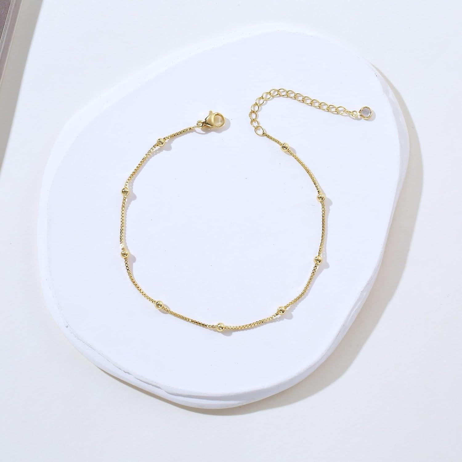 Tobillera de Oro 18k Kyerlyn Cadena Delicada Ajustable