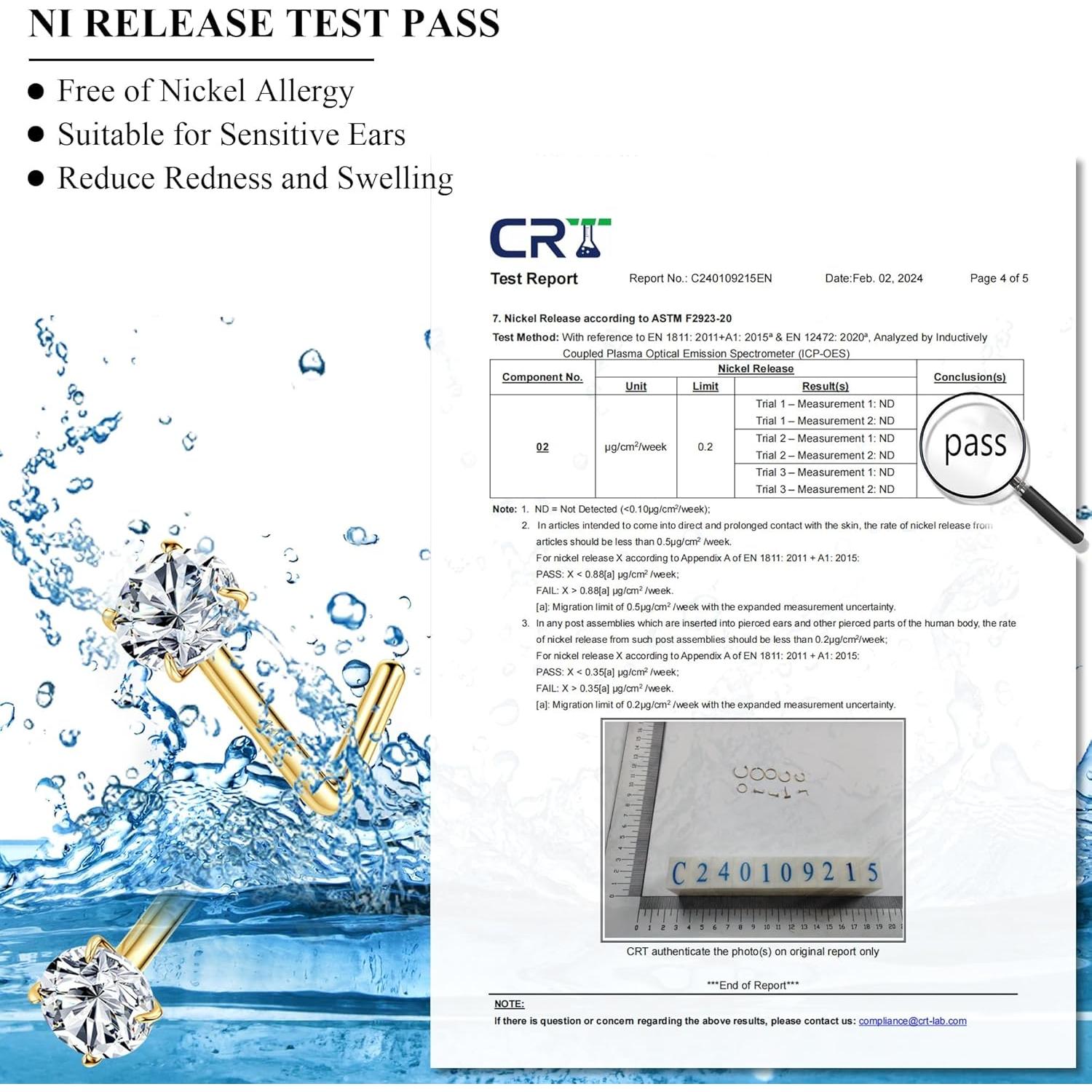 Anillos de Nariz BESTEEL Oro Relleno 14K 20G 10Pcs Hipoalergénicos