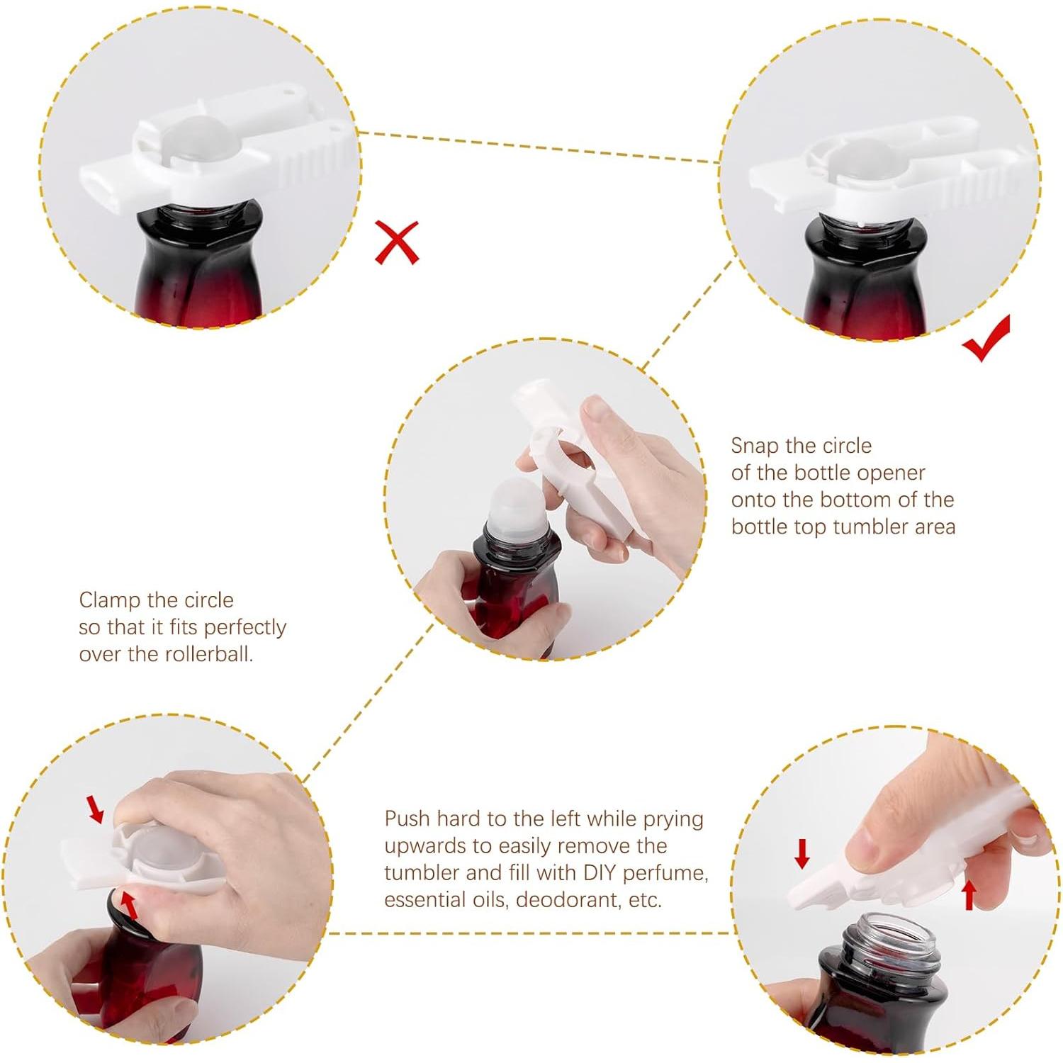 Botellas de Rodillo de Vidrio JIUWU 50ml 3 Pcs Reutilizables