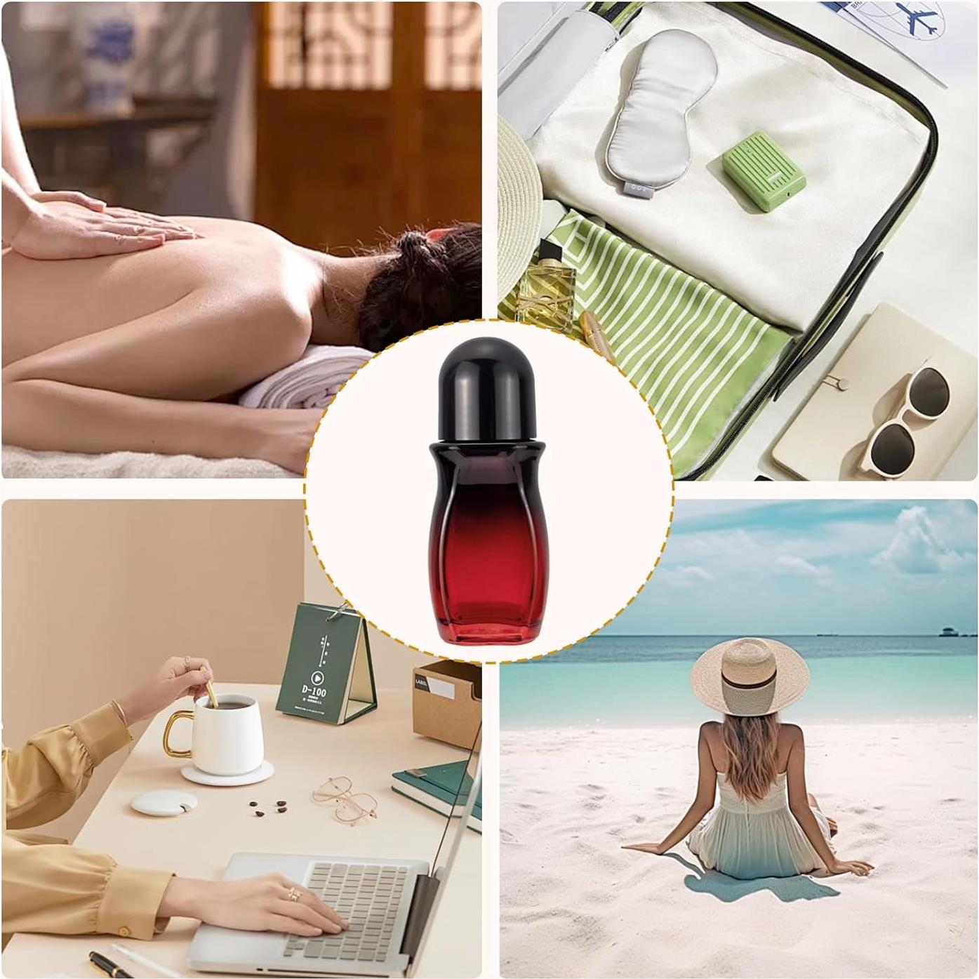 Botellas de Rodillo de Vidrio JIUWU 50ml 3 Pcs Reutilizables