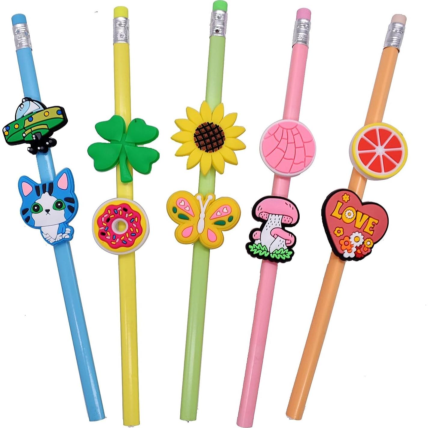 Toppers de Lápiz YEALQUE 30PCS PVC Multicolor para Estudiantes