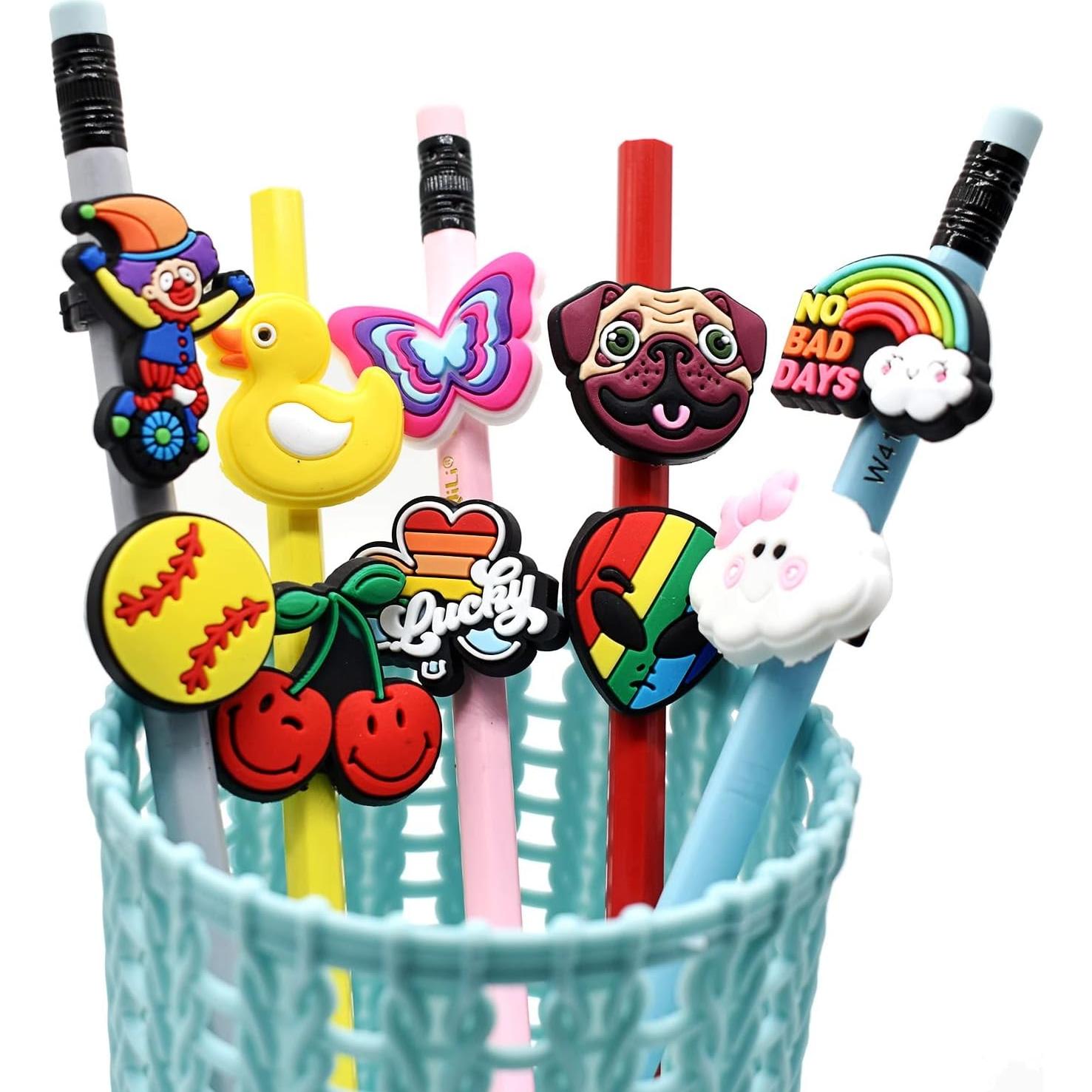 Toppers de Lápiz YEALQUE 30PCS PVC Multicolor para Estudiantes