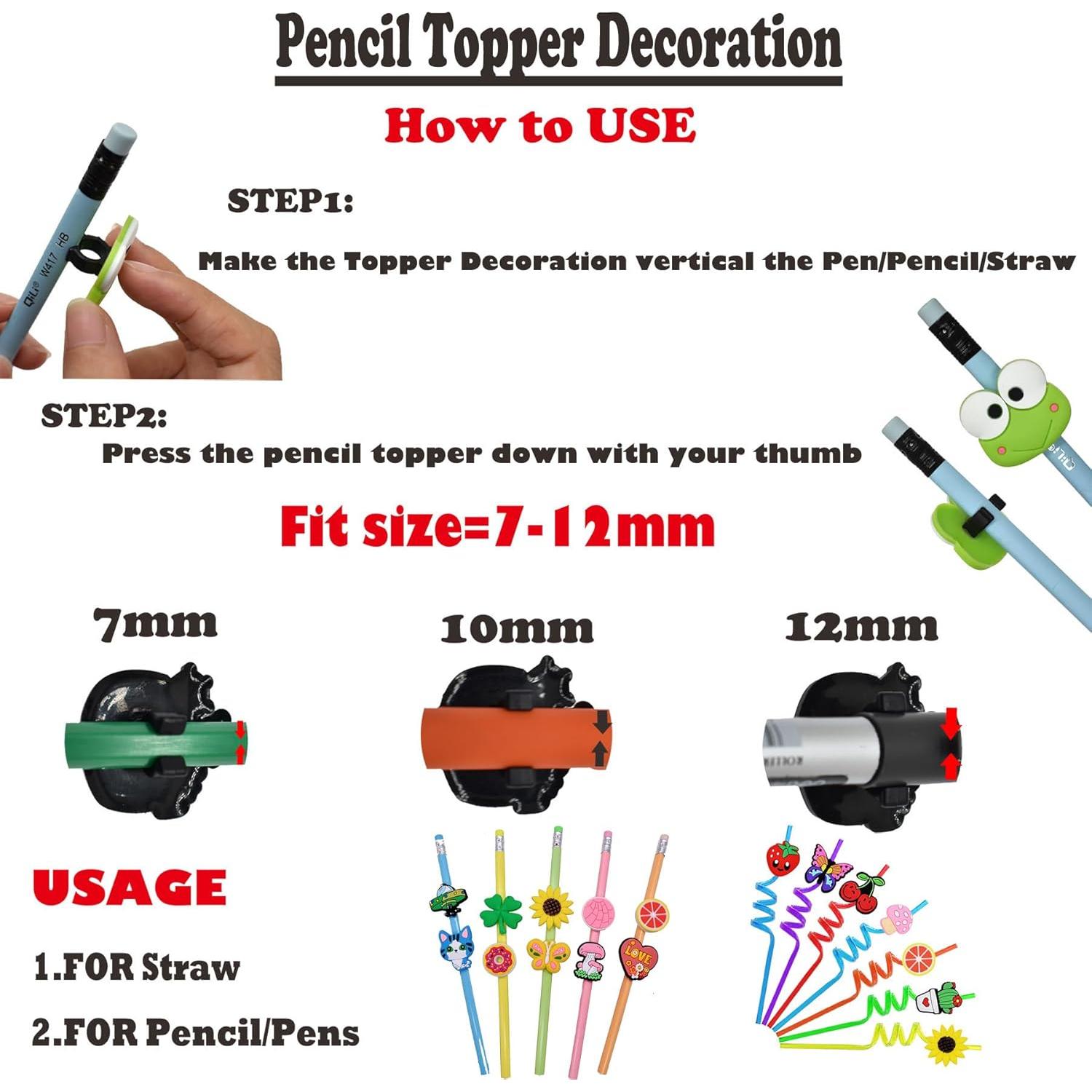 Toppers de Lápiz YEALQUE 30PCS PVC Multicolor para Estudiantes