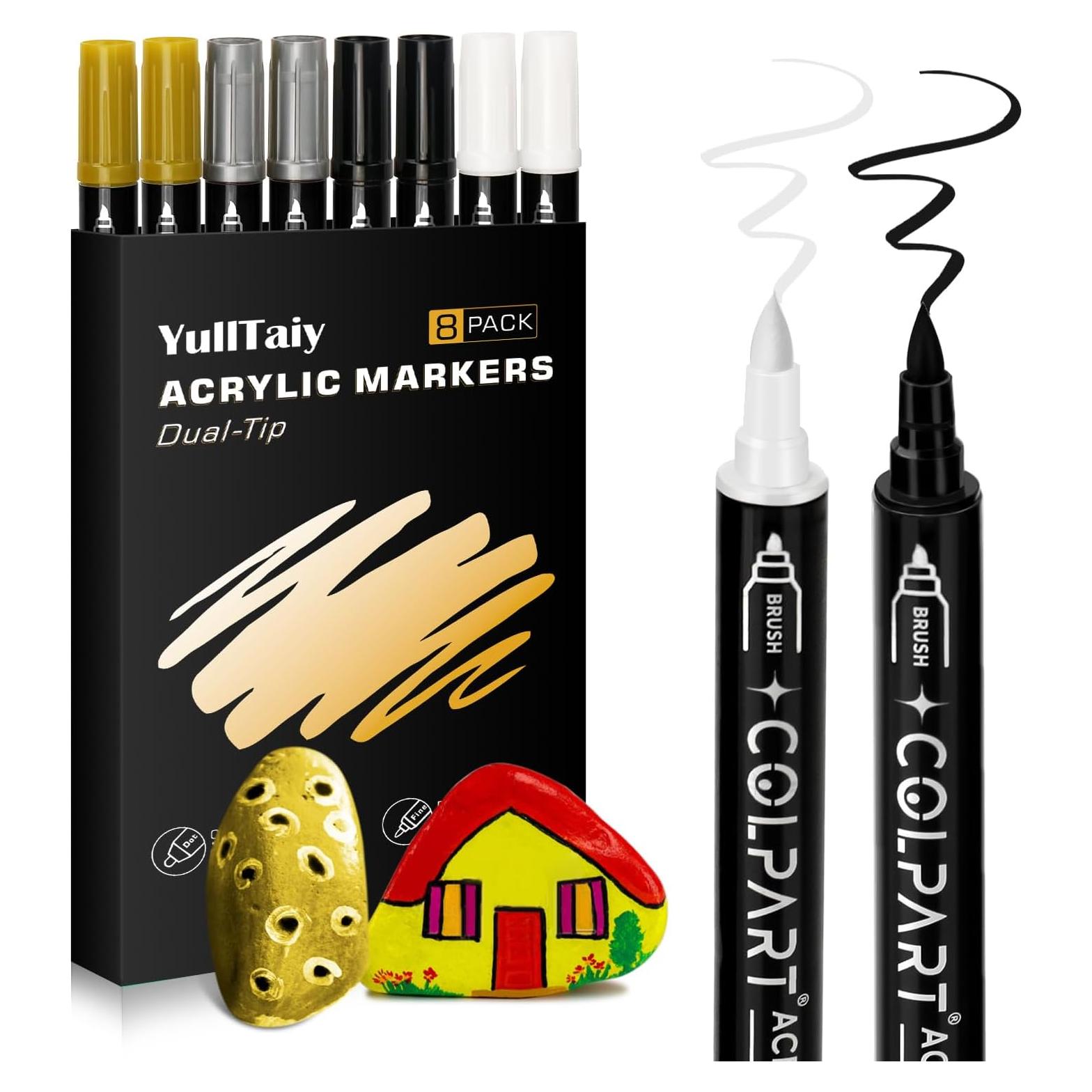 Marcadores de Pintura Acrílica YullTaiy Doble Punta 8 Unidades