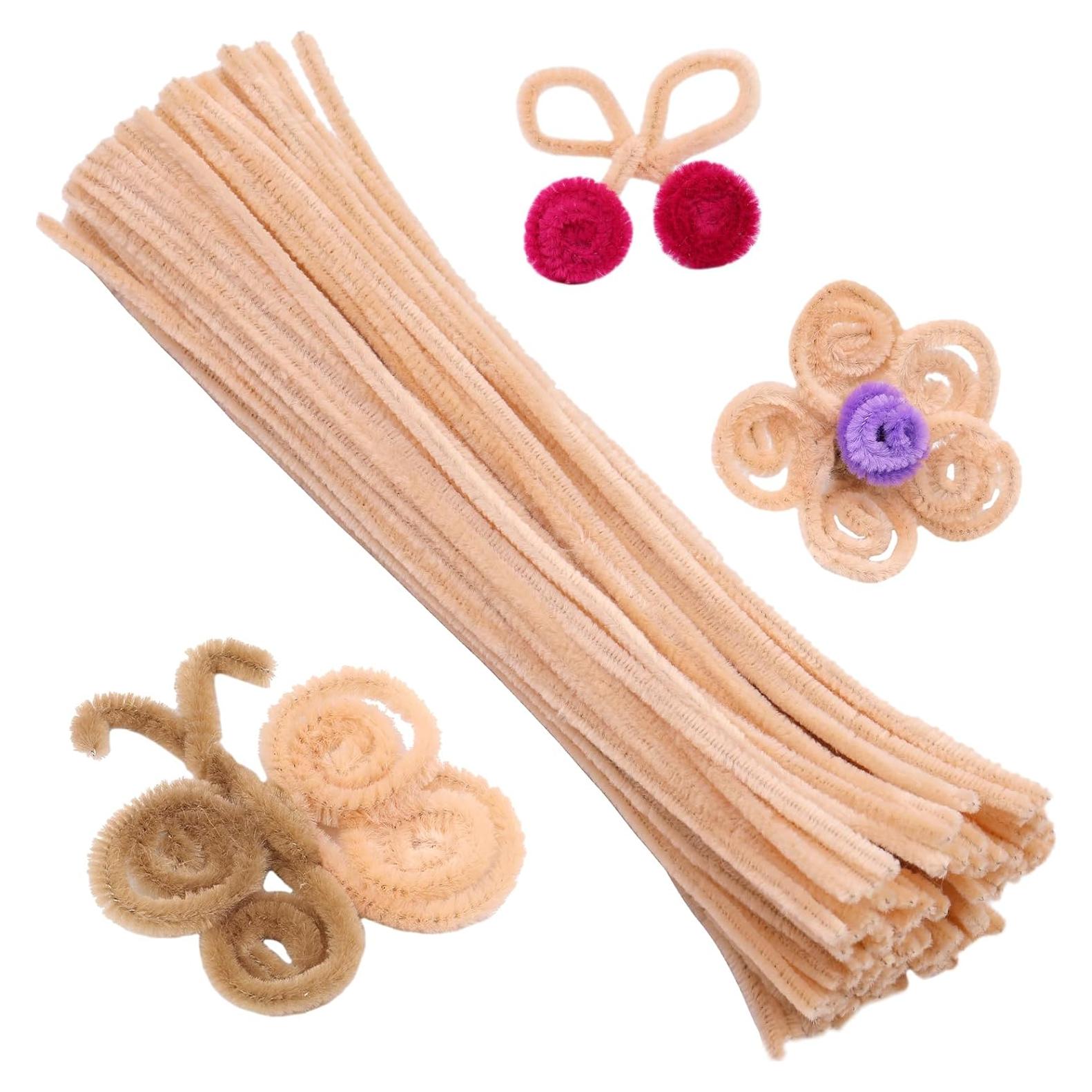 100 Limpiapipas Chenille Beige Zlulary 7 mm x 30 cm Manualidades