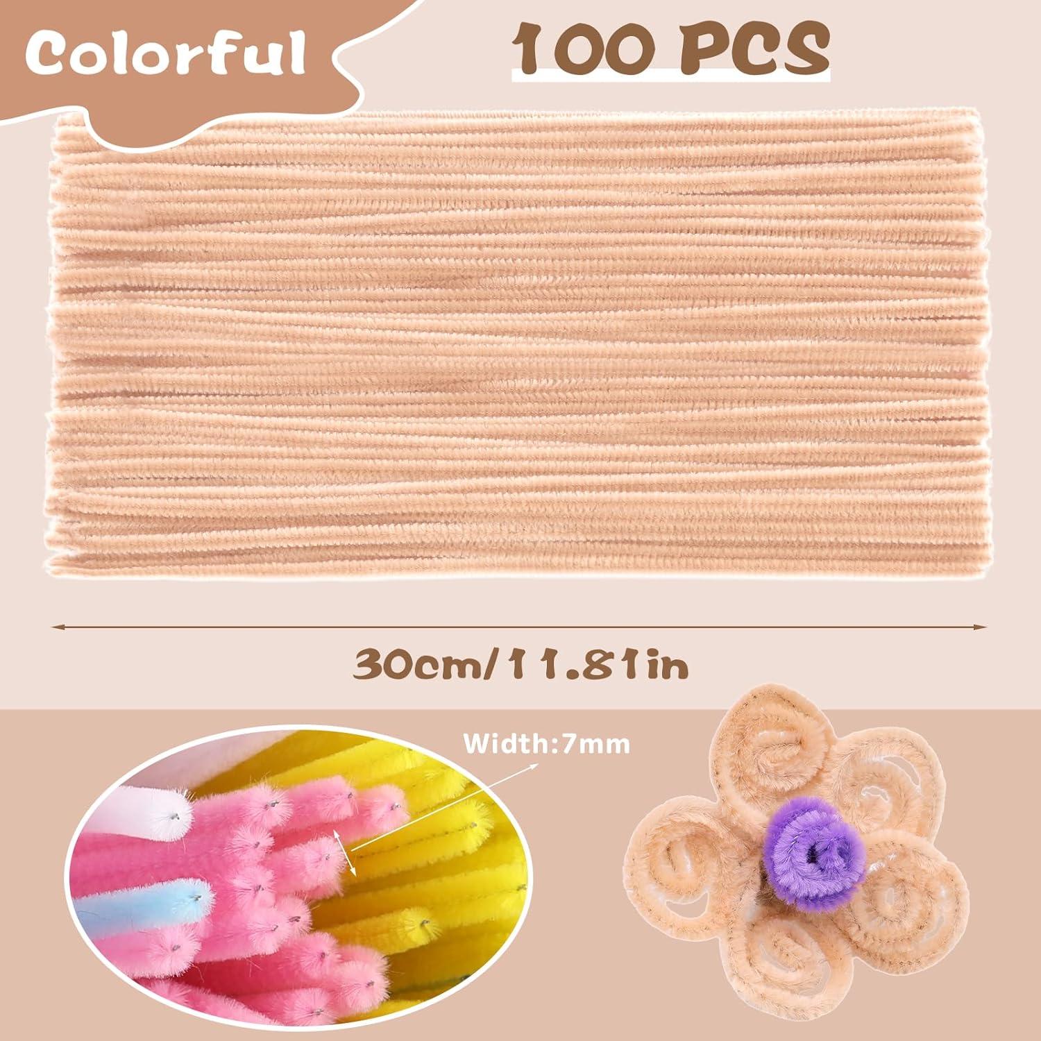 100 Limpiapipas Chenille Beige Zlulary 7 mm x 30 cm Manualidades