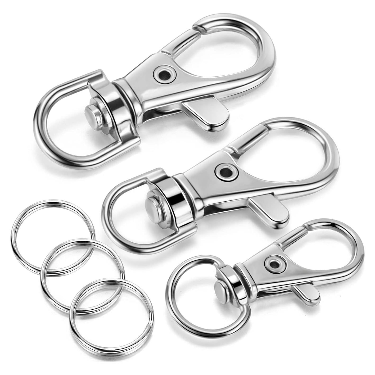 Llavero Clips Giratorios YHYZ 80PCS en 3 Tamaños Plata