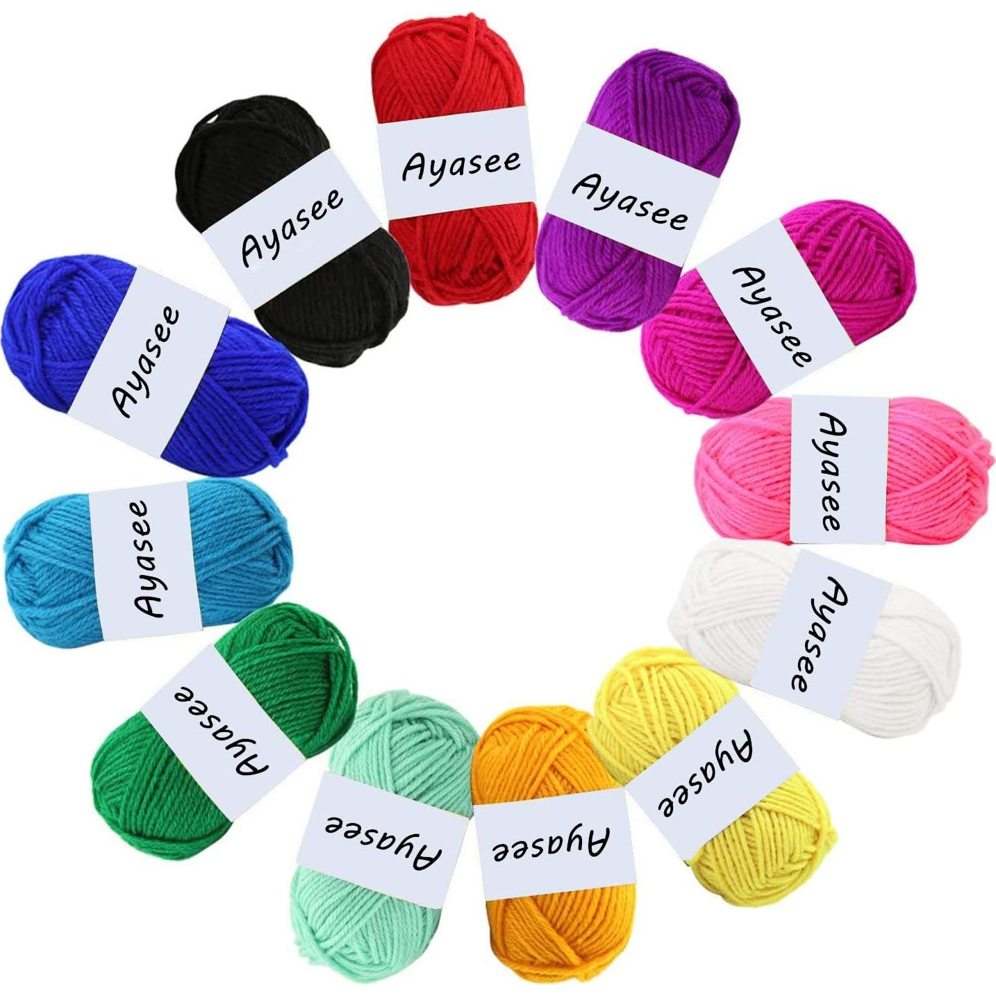 Kit de Hilo Acrílico para Ganchillo Ayasee - 12 Colores 10g