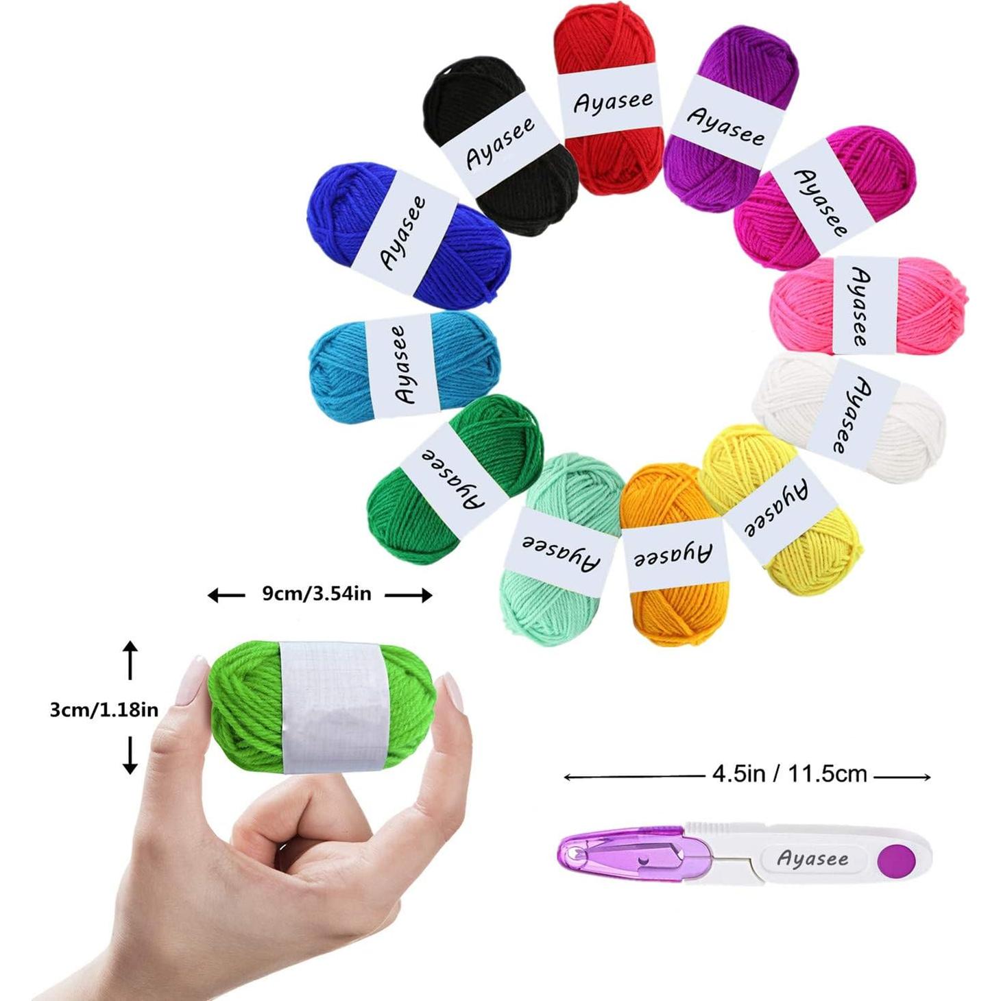 Kit de Hilo Acrílico para Ganchillo Ayasee - 12 Colores 10g