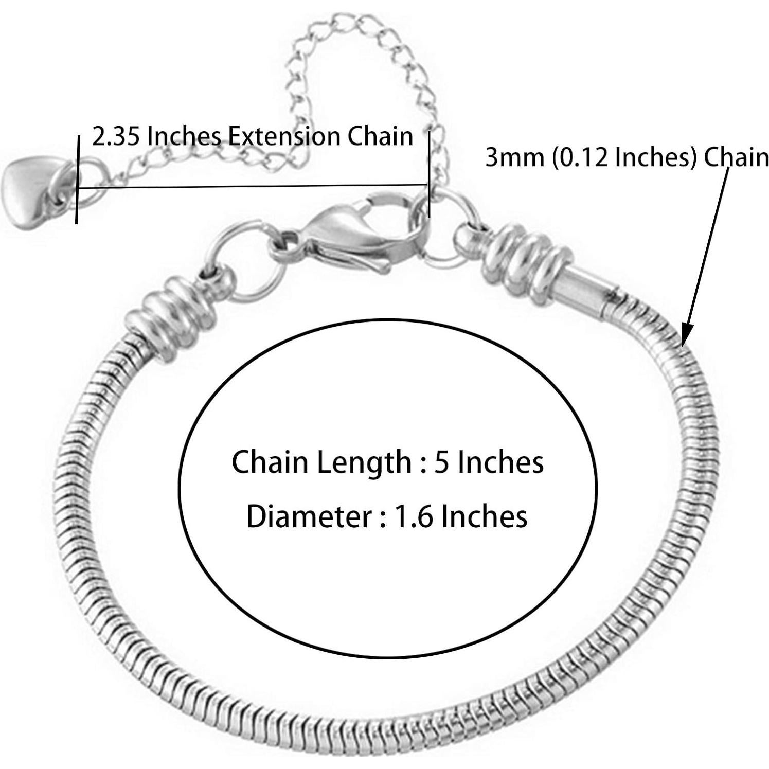 Pulsera de Charms deslizantes Chili Jewelry 3mm Acero Inoxidable 5-12"