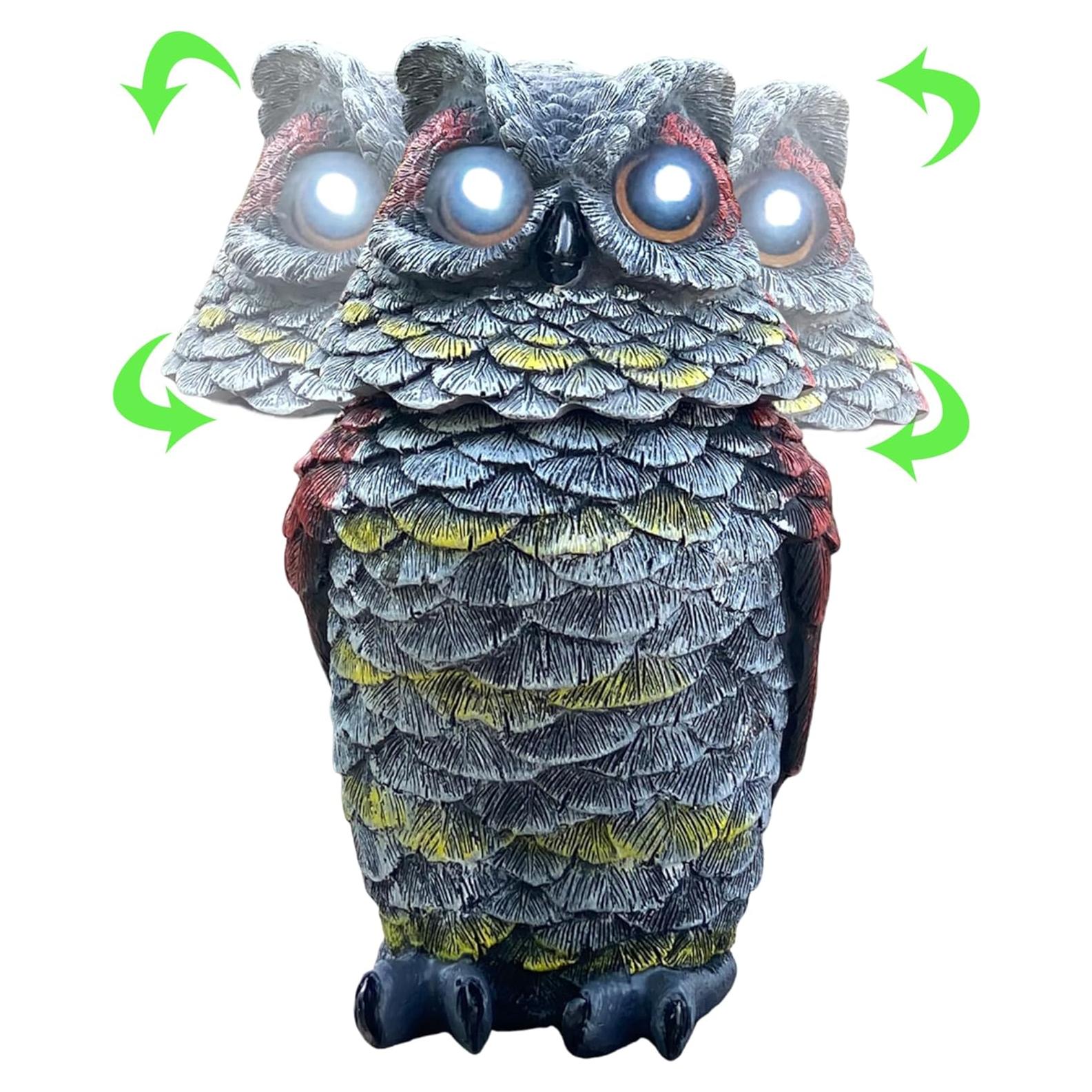 Búho de Resina Solar con Ojos Iluminados 20.5 cm - WESTBOAT