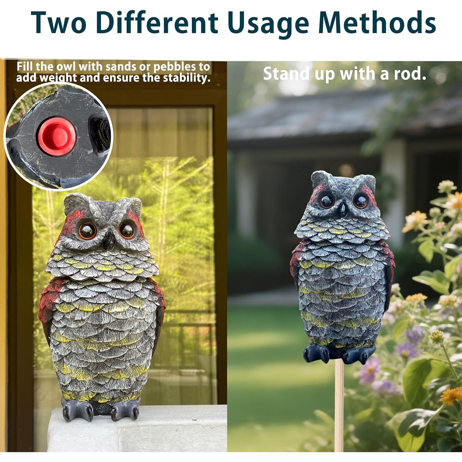 Búho de Resina Solar con Ojos Iluminados 20.5 cm - WESTBOAT