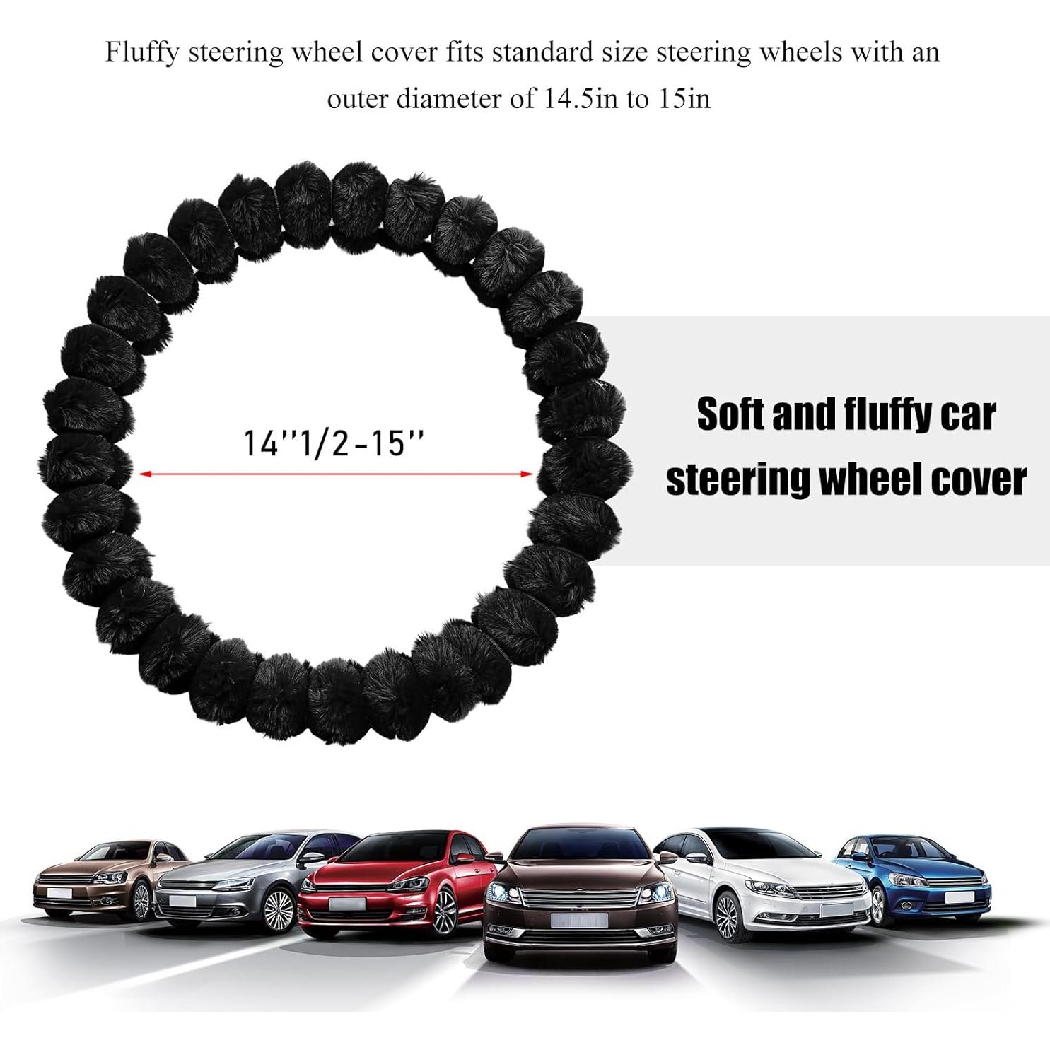 Cubierta de Volante de Coche Peluda SHMZK 37-38 cm Antideslizante