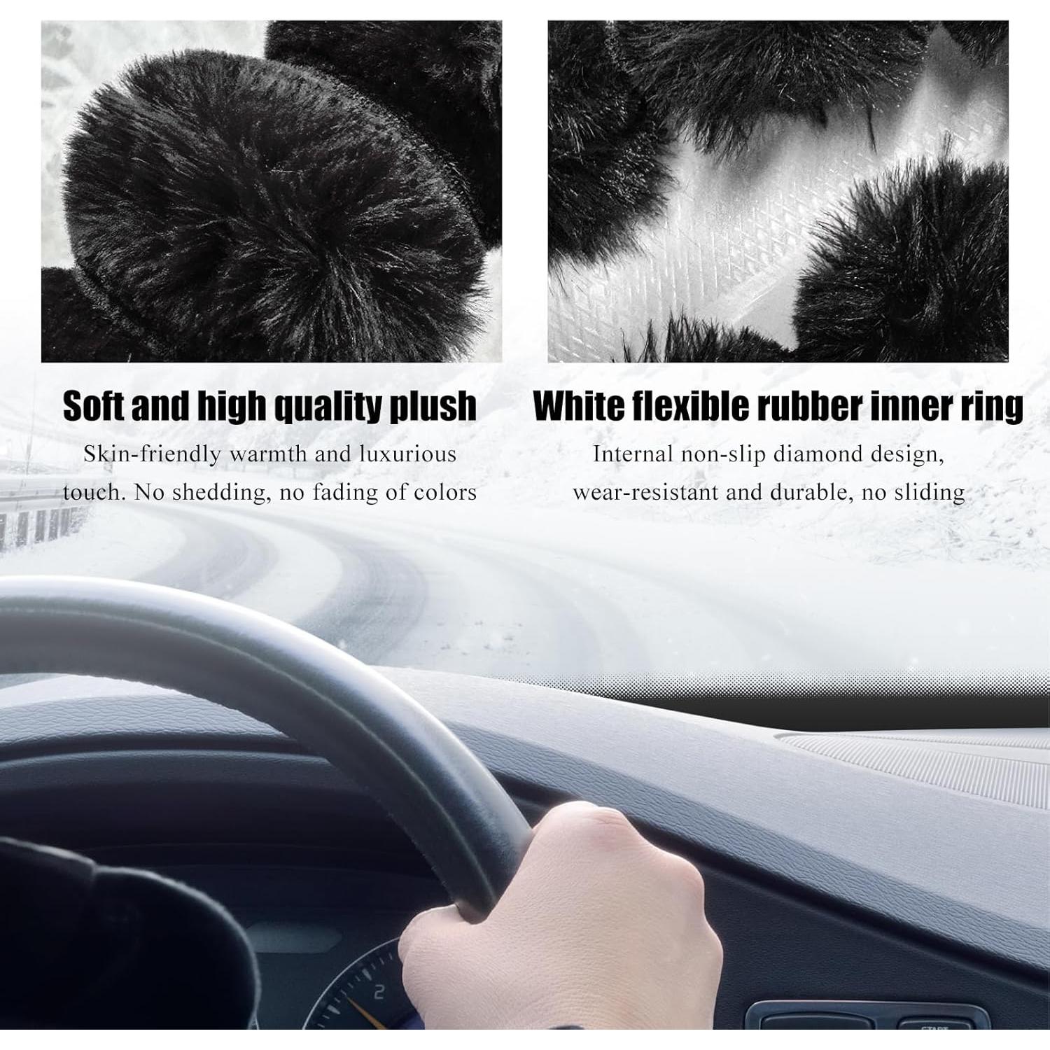Cubierta de Volante de Coche Peluda SHMZK 37-38 cm Antideslizante