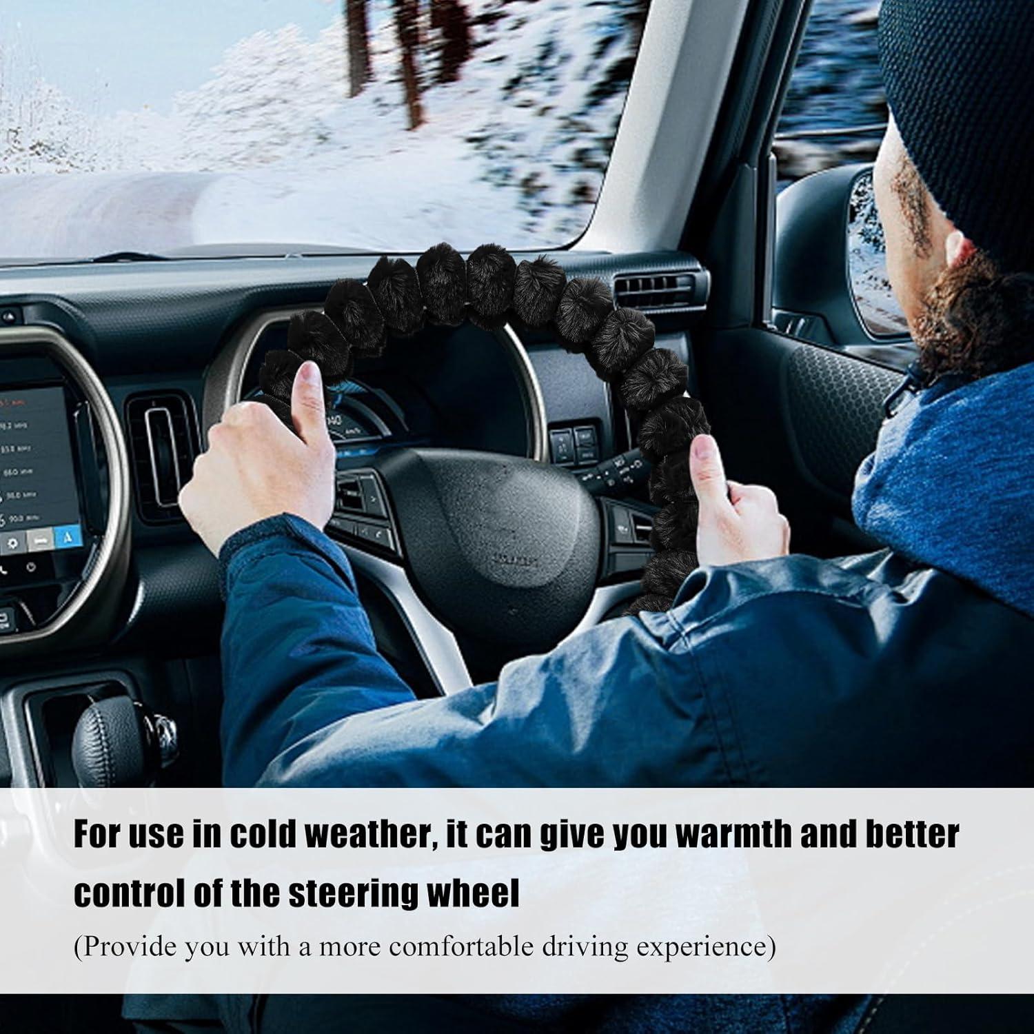 Cubierta de Volante de Coche Peluda SHMZK 37-38 cm Antideslizante