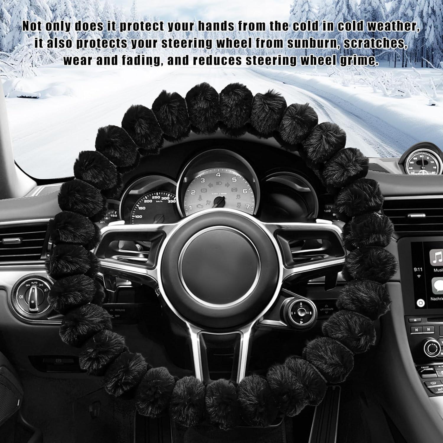 Cubierta de Volante de Coche Peluda SHMZK 37-38 cm Antideslizante
