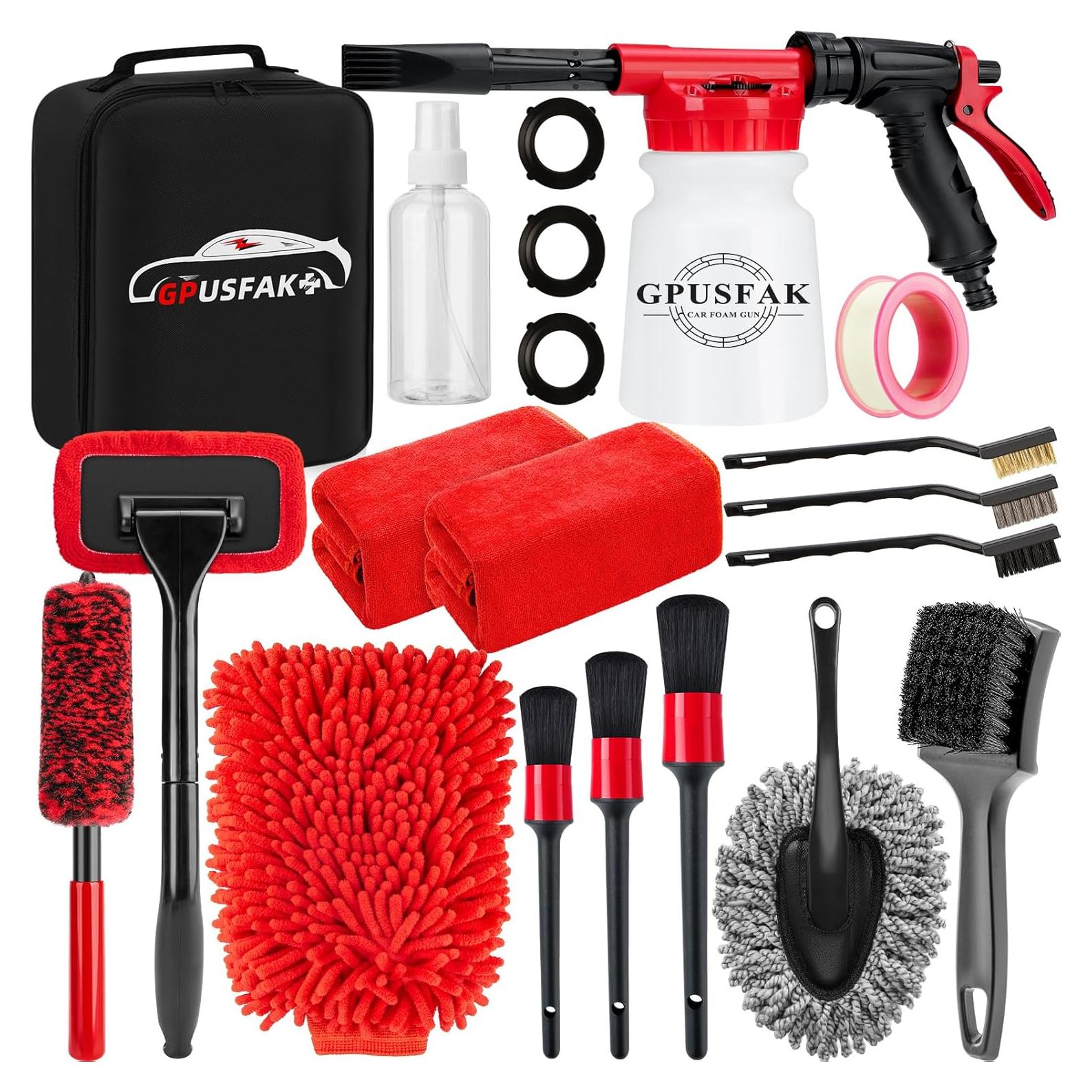 Kit de limpieza de coche 16 piezas GPUSFAK con pistola de espuma