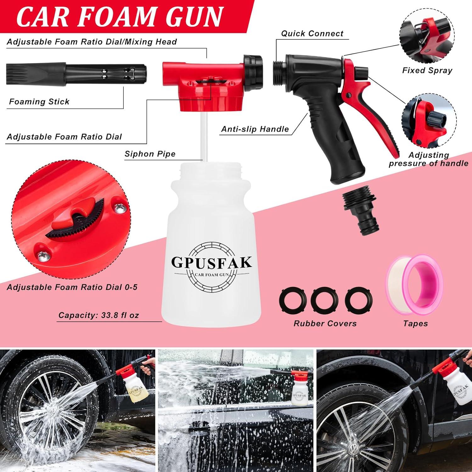 Kit de limpieza de coche 16 piezas GPUSFAK con pistola de espuma