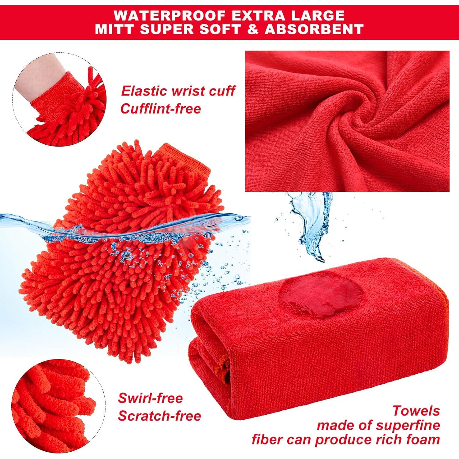 Kit de limpieza de coche 16 piezas GPUSFAK con pistola de espuma