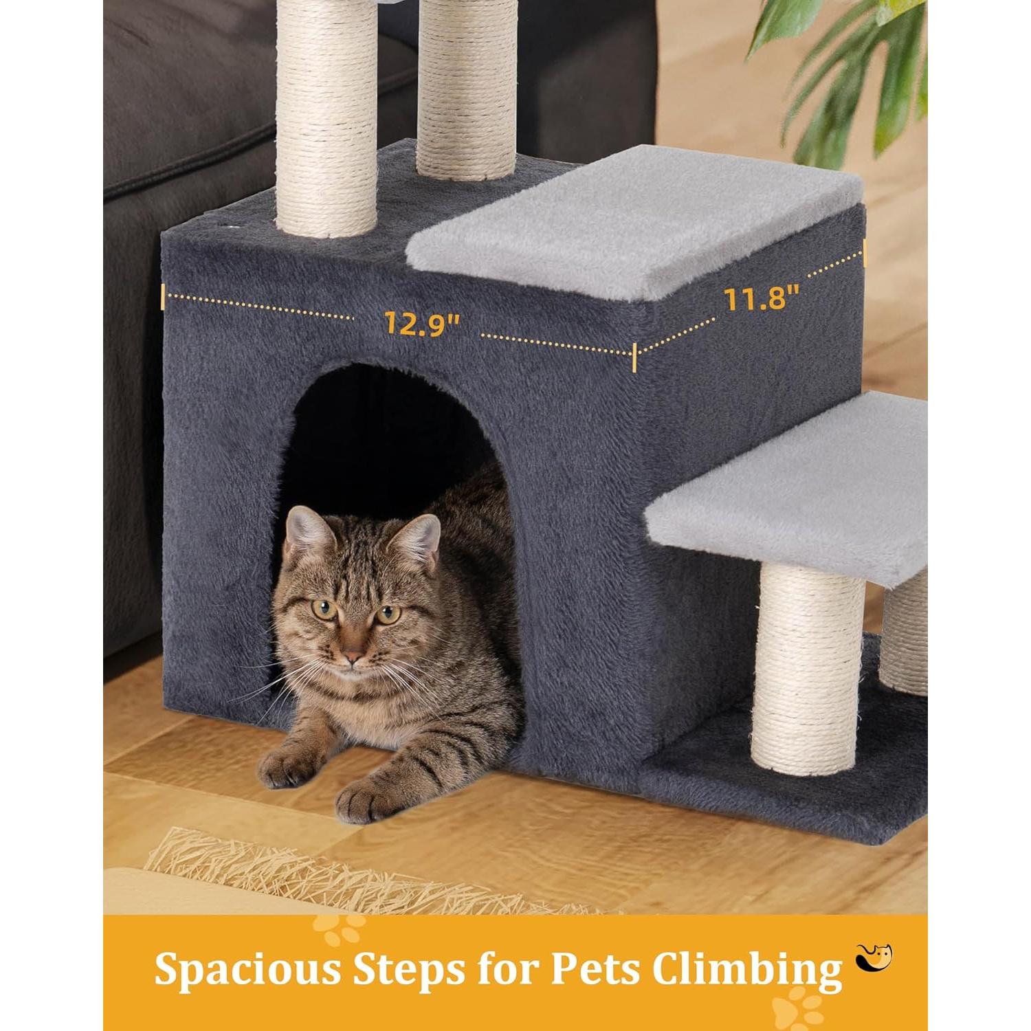 Escalera para Mascotas Aechonow 3 en 1 con Condominio y Rascador