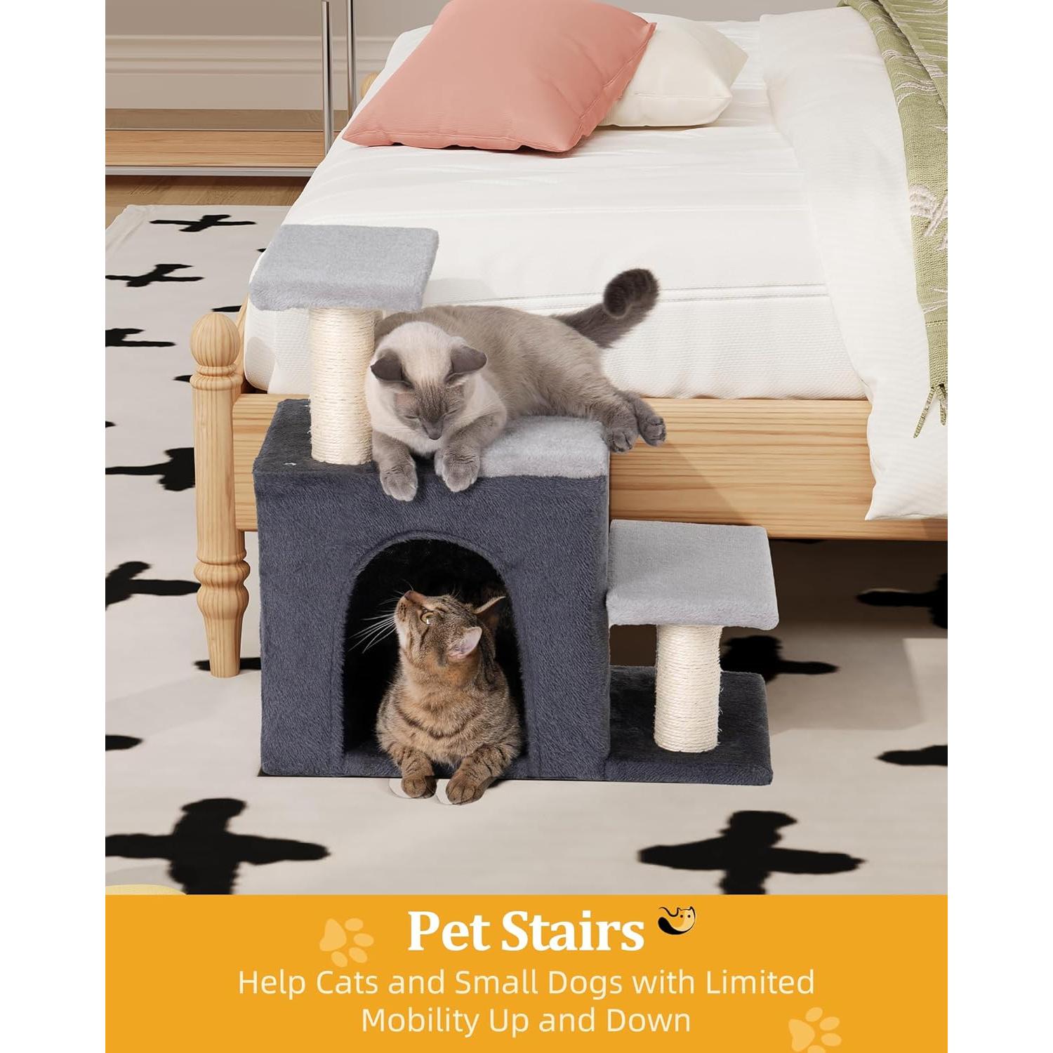 Escalera para Mascotas Aechonow 3 en 1 con Condominio y Rascador