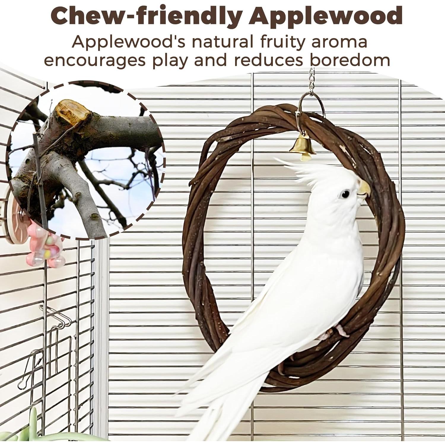 Columpio para Aves Jevnd Madera de Manzana Natural 20.32 cm