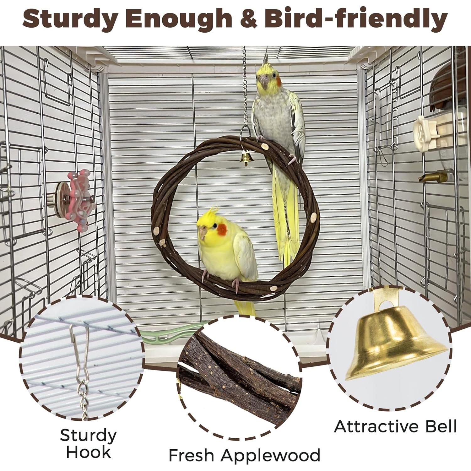 Columpio para Aves Jevnd Madera de Manzana Natural 20.32 cm