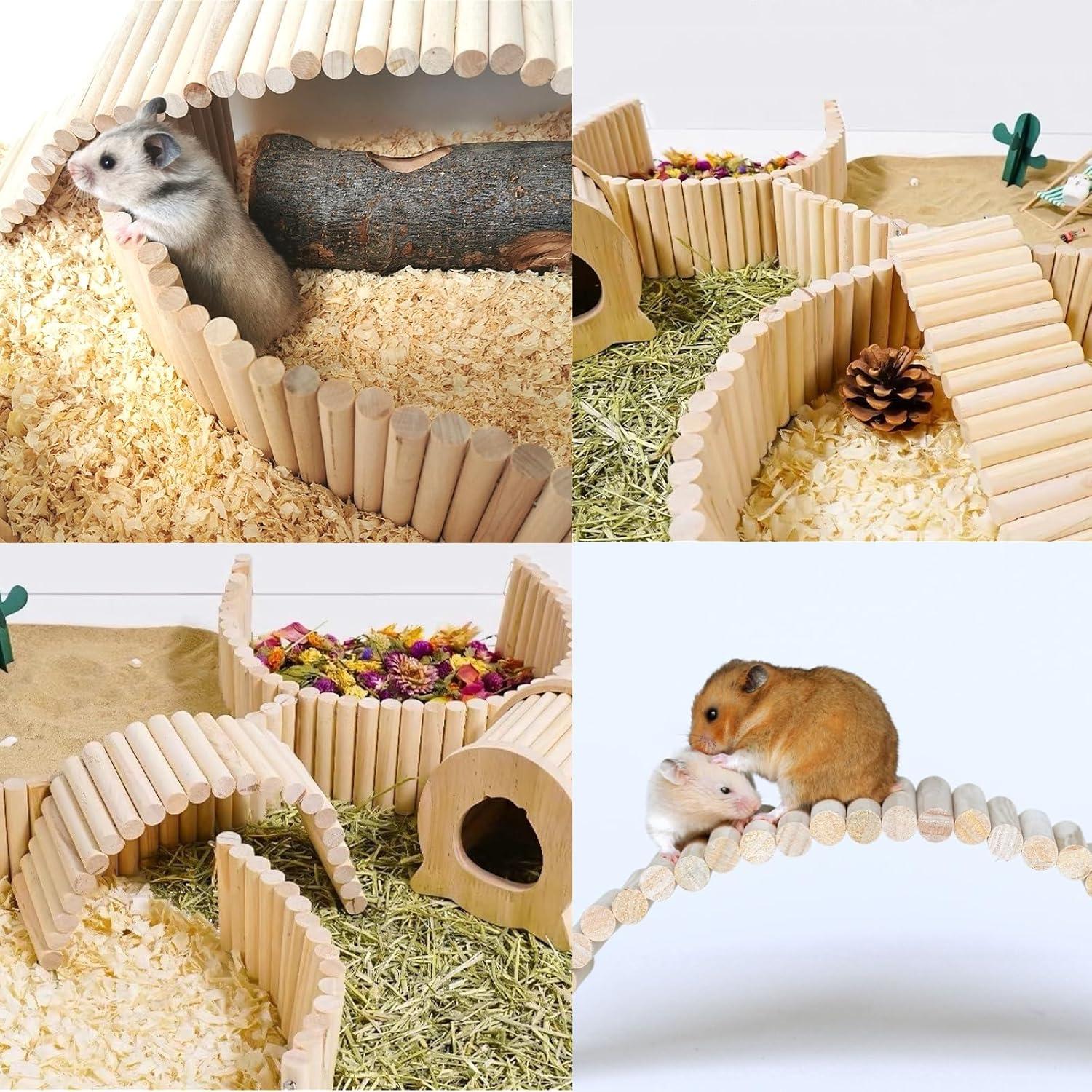 Puente Bendy de Madera Natural para Hámster 40x6 cm