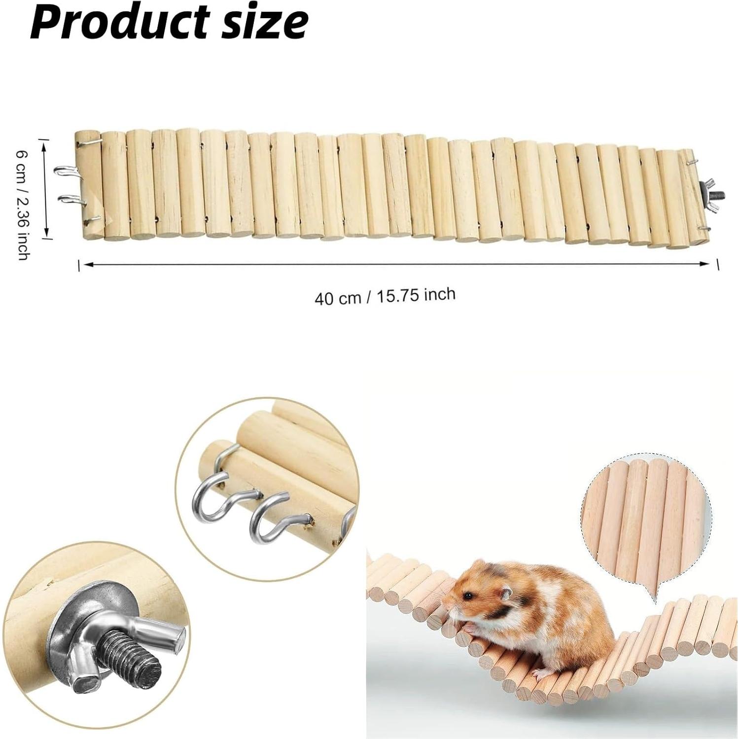 Puente Bendy de Madera Natural para Hámster 40x6 cm