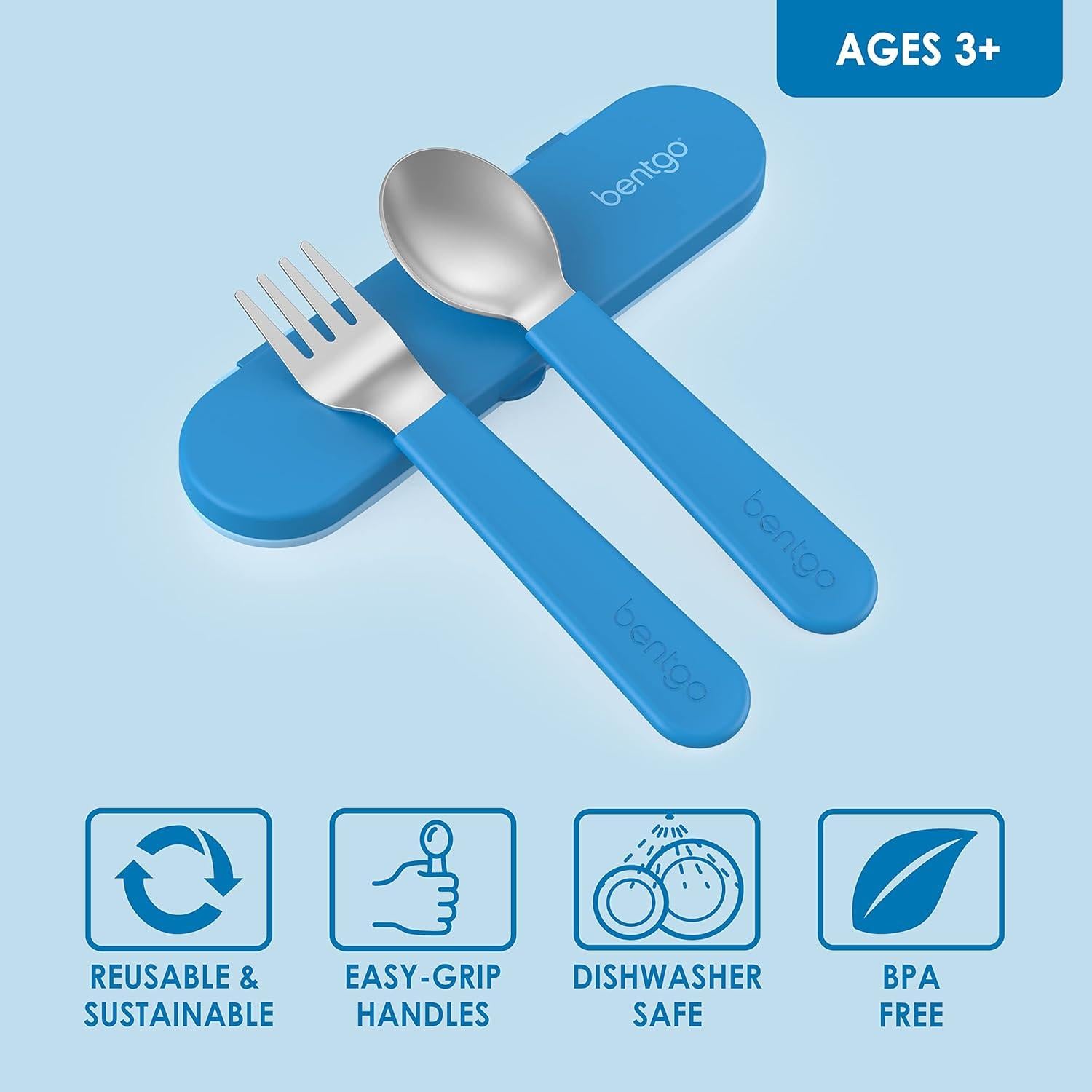 Juego de Utensilios Reutilizables Bentgo Kids - Acero Inoxidable Azul