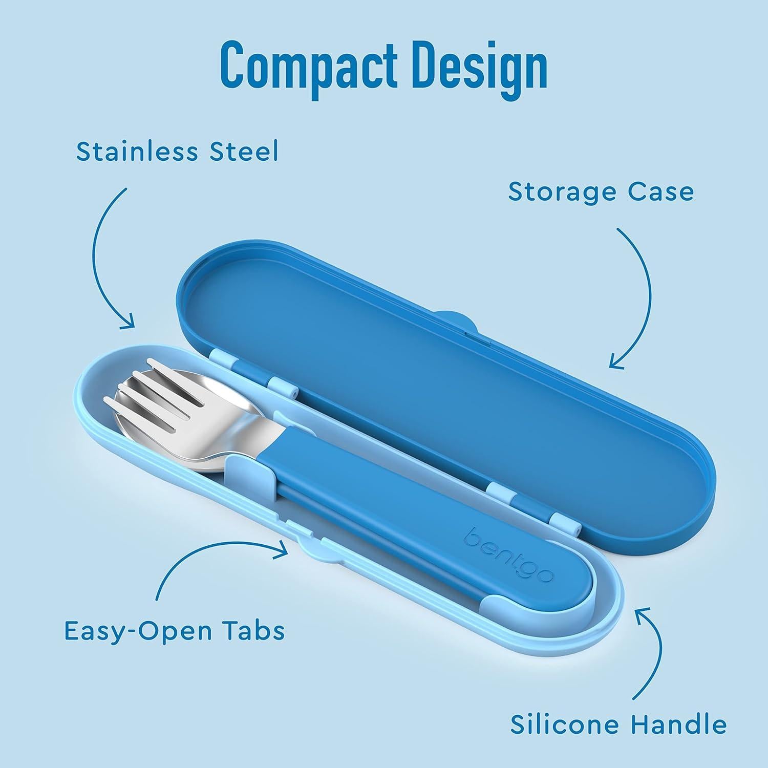 Juego de Utensilios Reutilizables Bentgo Kids - Acero Inoxidable Azul