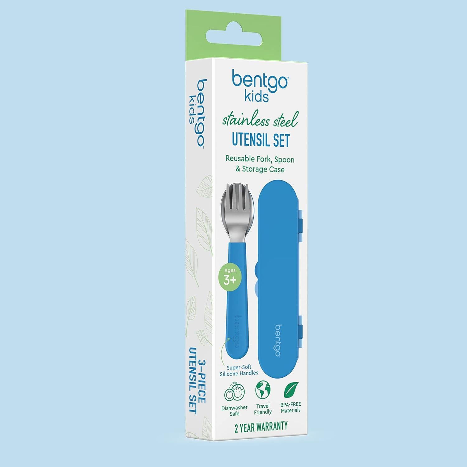 Juego de Utensilios Reutilizables Bentgo Kids - Acero Inoxidable Azul