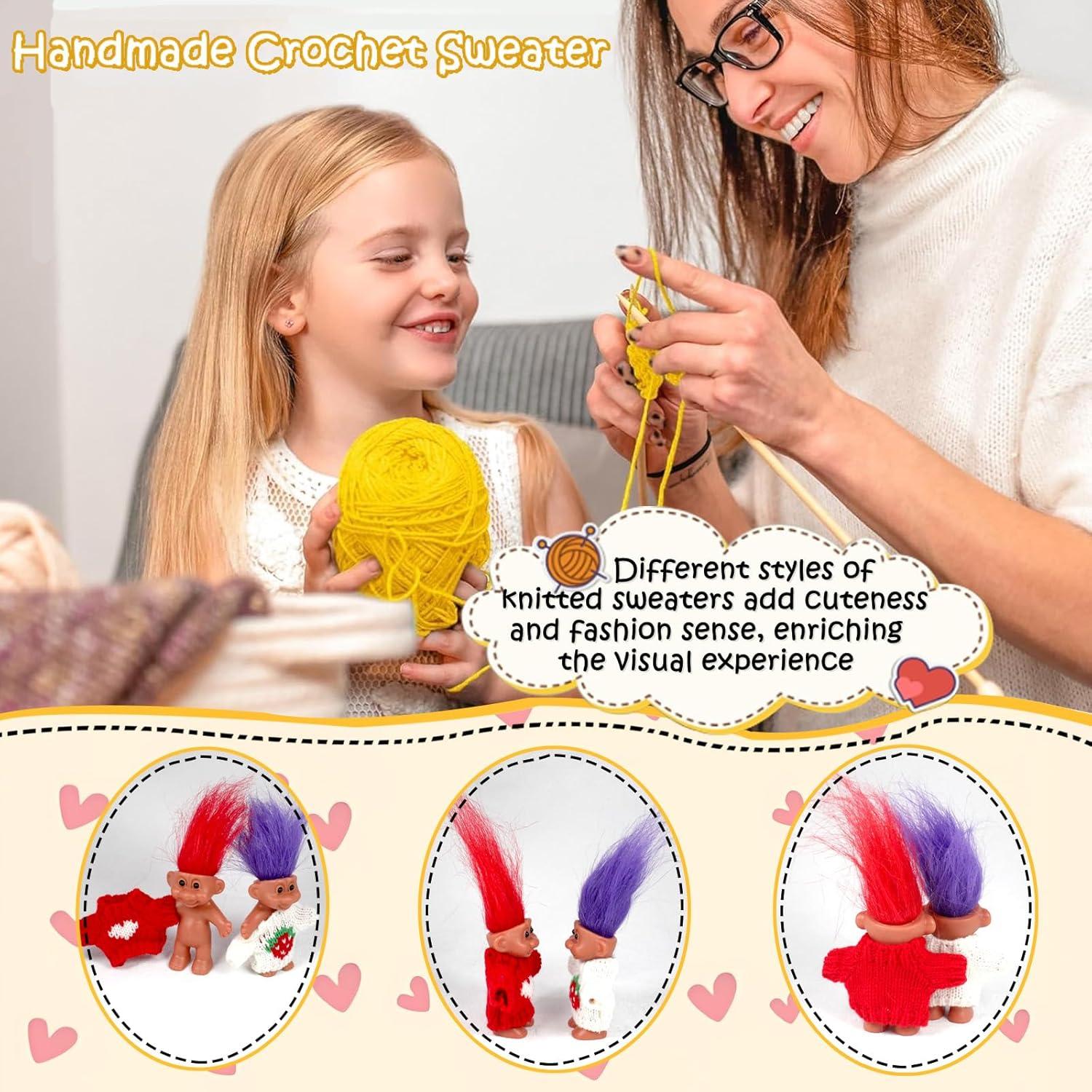 Muñecos Troll Vintage Russ 2 PCS con Suéteres Tejidos a Mano