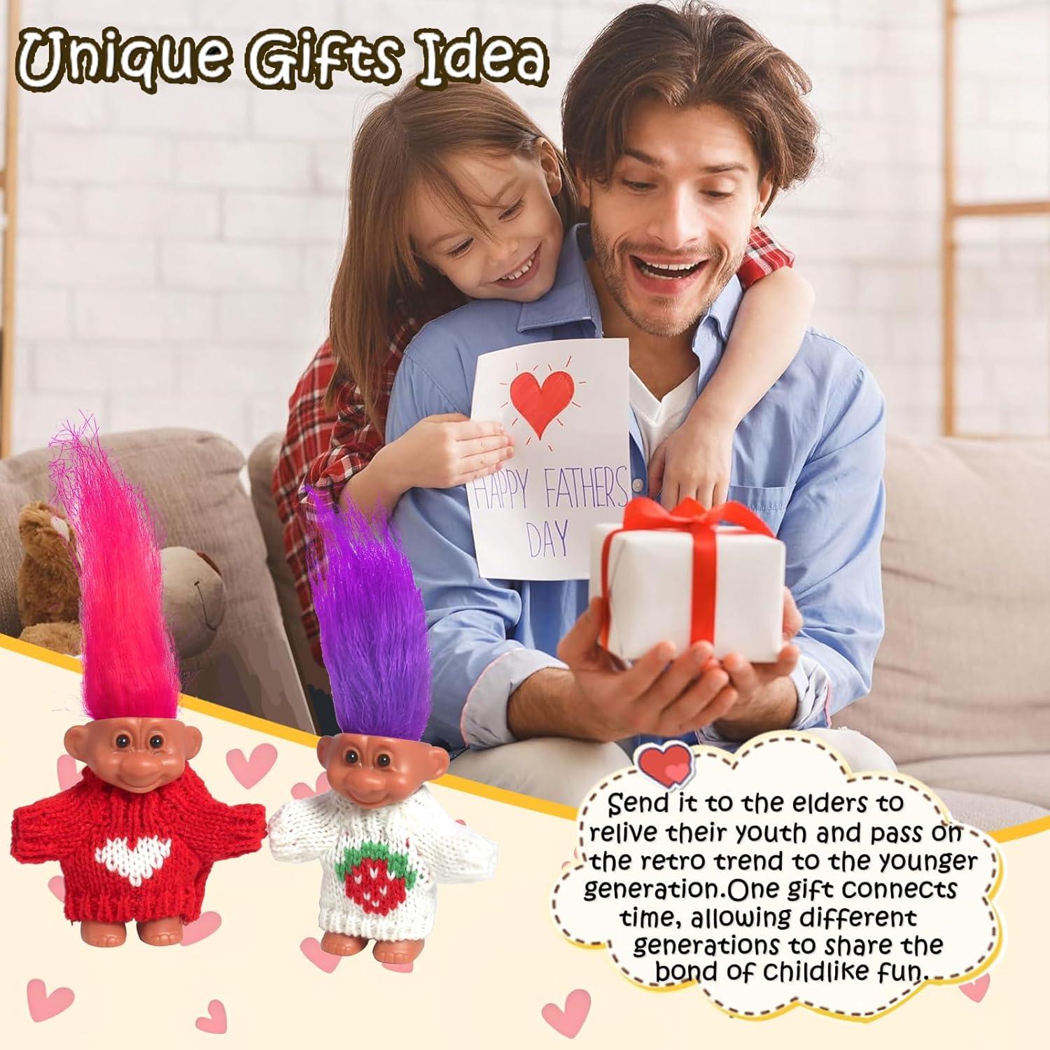 Muñecos Troll Vintage Russ 2 PCS con Suéteres Tejidos a Mano