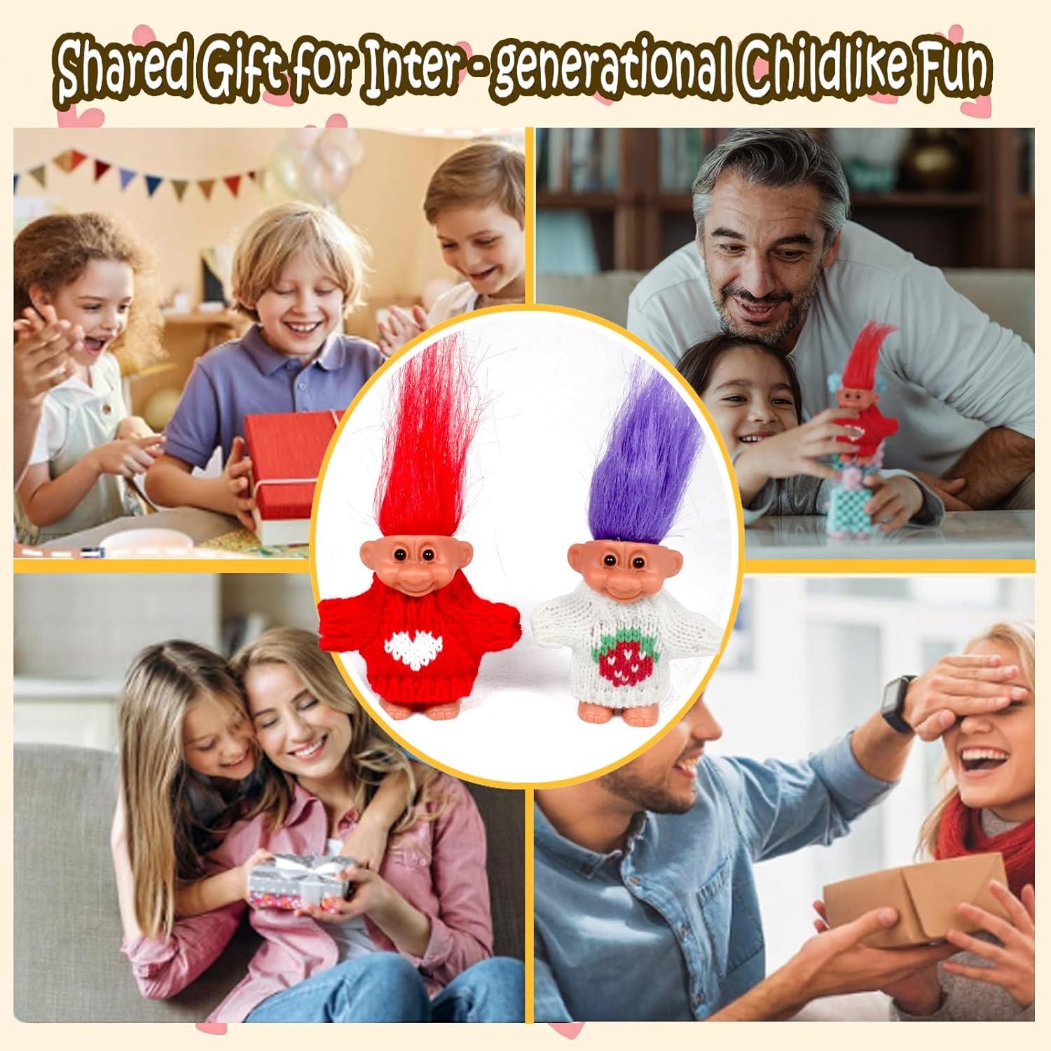 Muñecos Troll Vintage Russ 2 PCS con Suéteres Tejidos a Mano